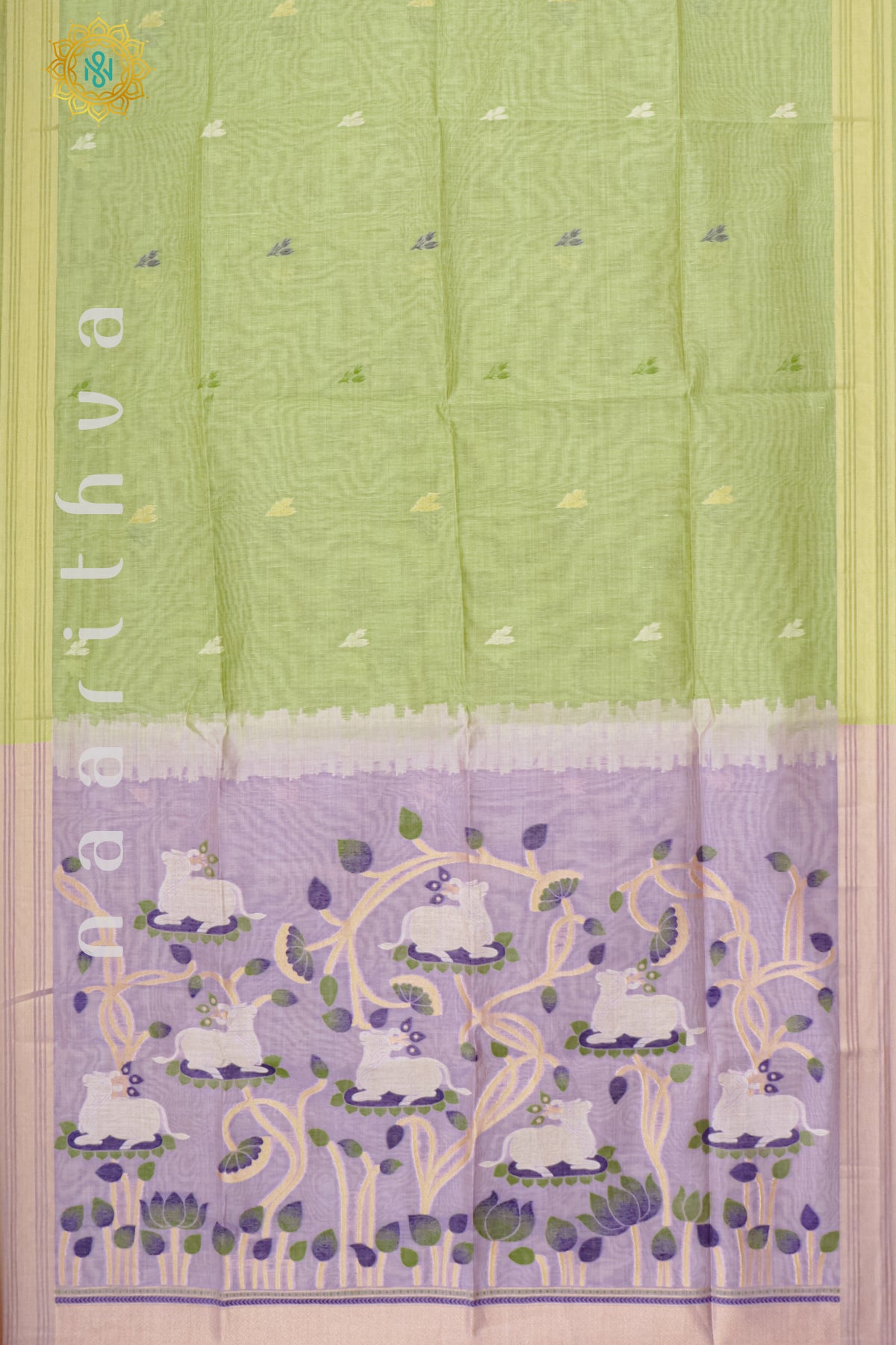 GREEN WITH LAVENDER - MOONGA COTTON