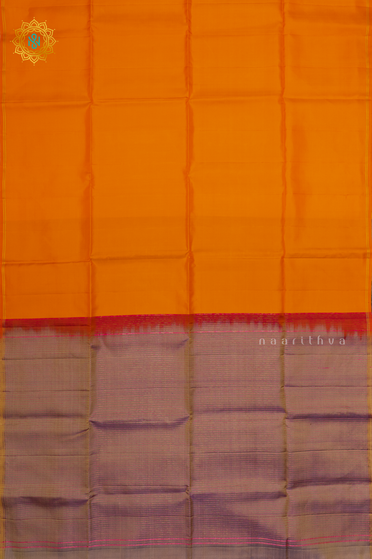 ORANGE WITH DUAL SHADE OF GREY - PURE KANJIAVARAM SOFT SILK