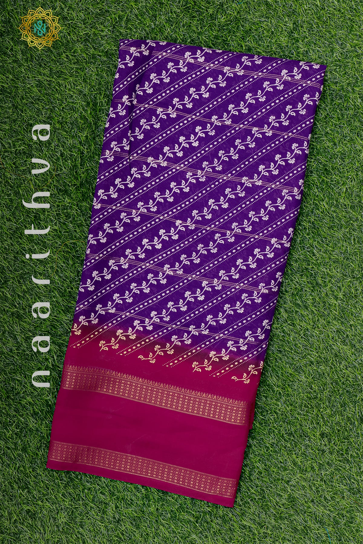 PURPLE WITH PINK - SEMI GEORGETTE