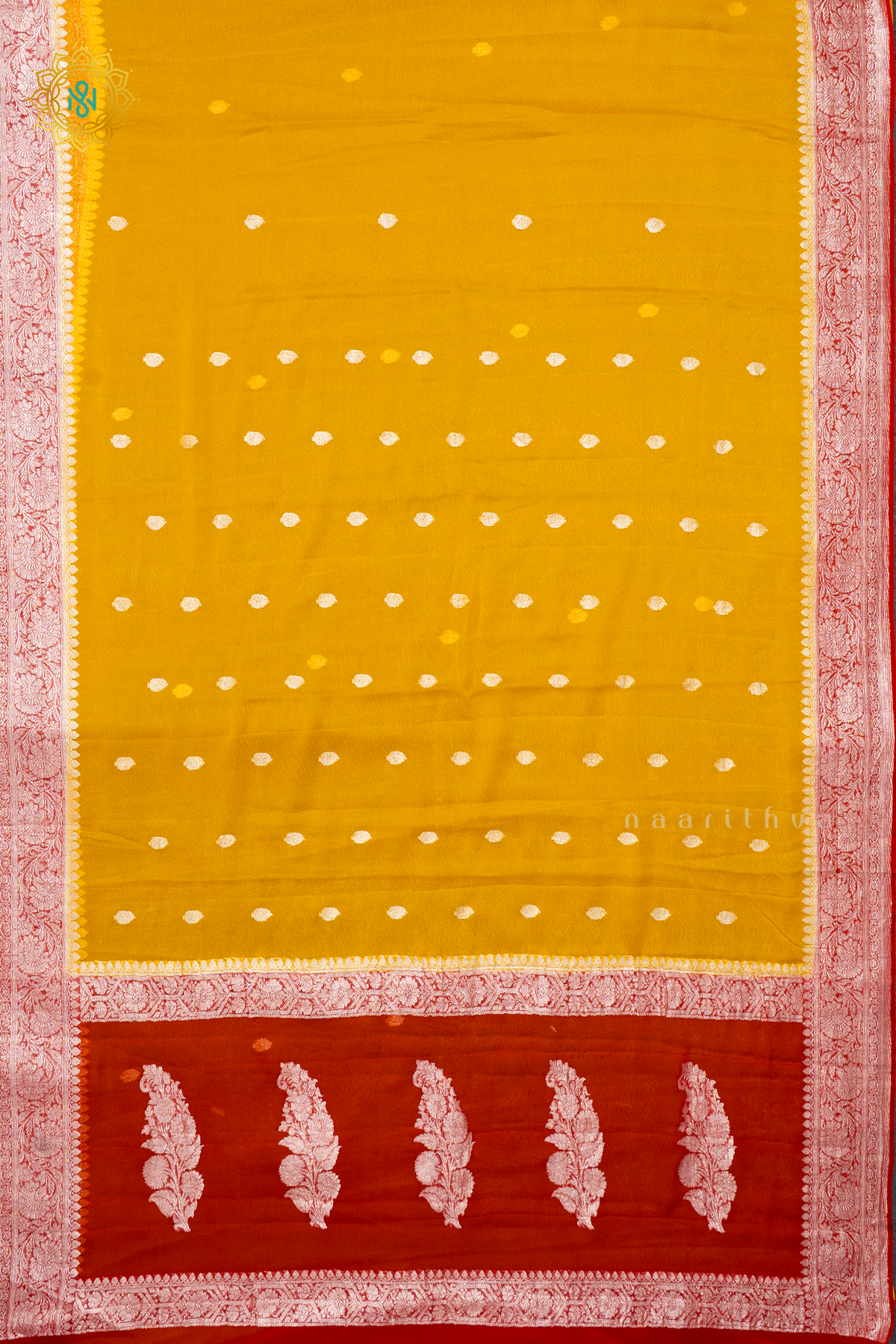 YELLOW WITH RED - PURE BANARASI CHIFFON