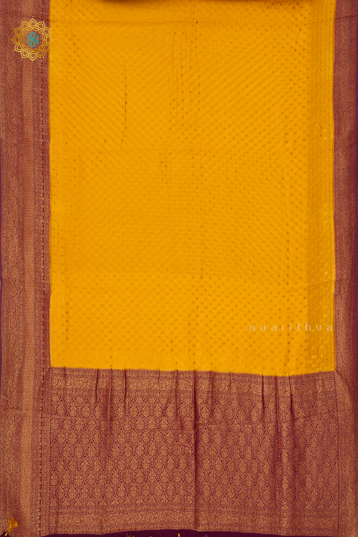 YELLOW WITH WINE - SEMI GEORGETTE