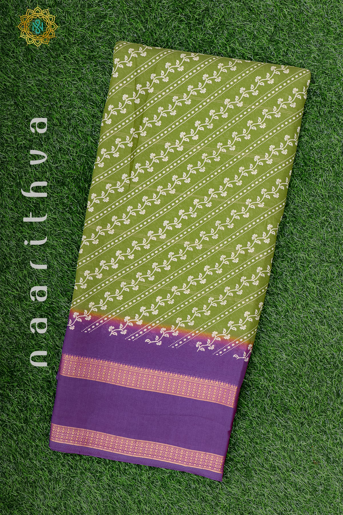 GREEN WITH PURPLE - SEMI GEORGETTE