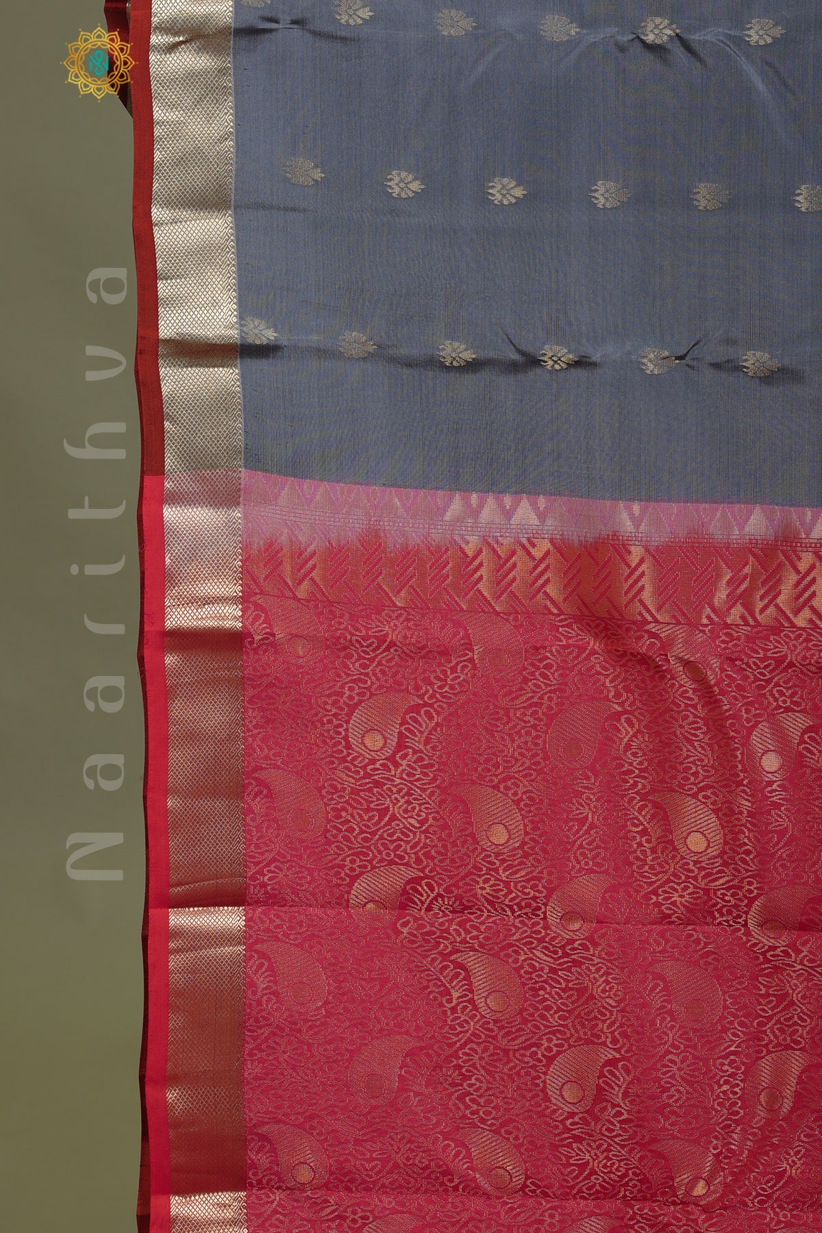 GREY WITH PINK - KANJIVARAM PURE MIX