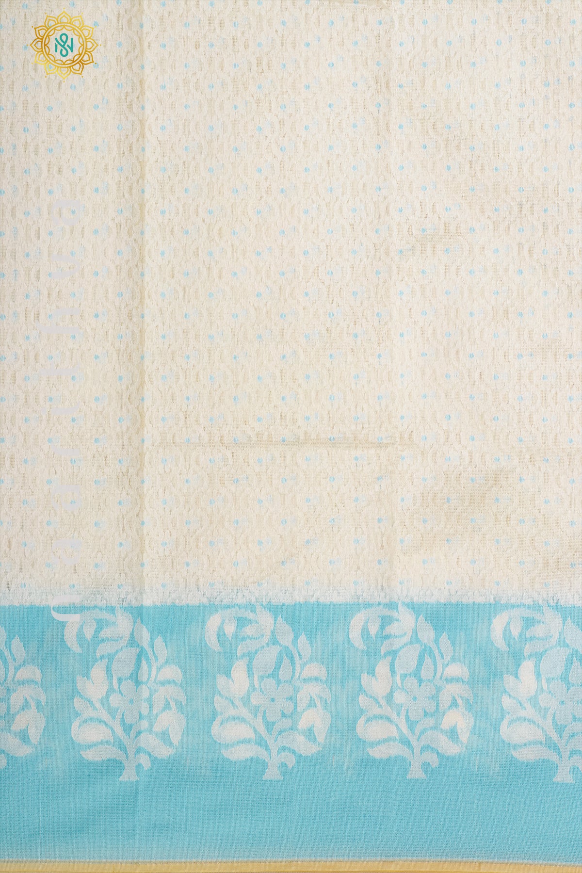 WHITE WITH SKY BLUE - KOTA COTTON