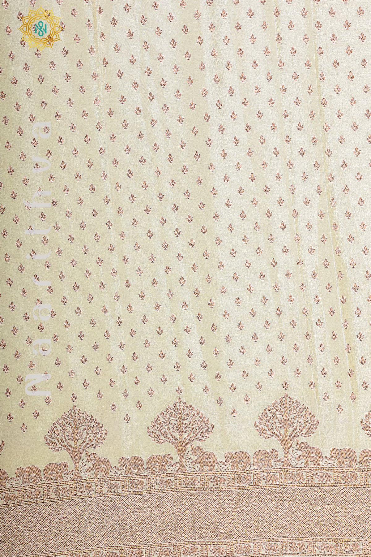 PASTEL YELLOW WITH PEACH - PURE BANARASI CREPE SILK