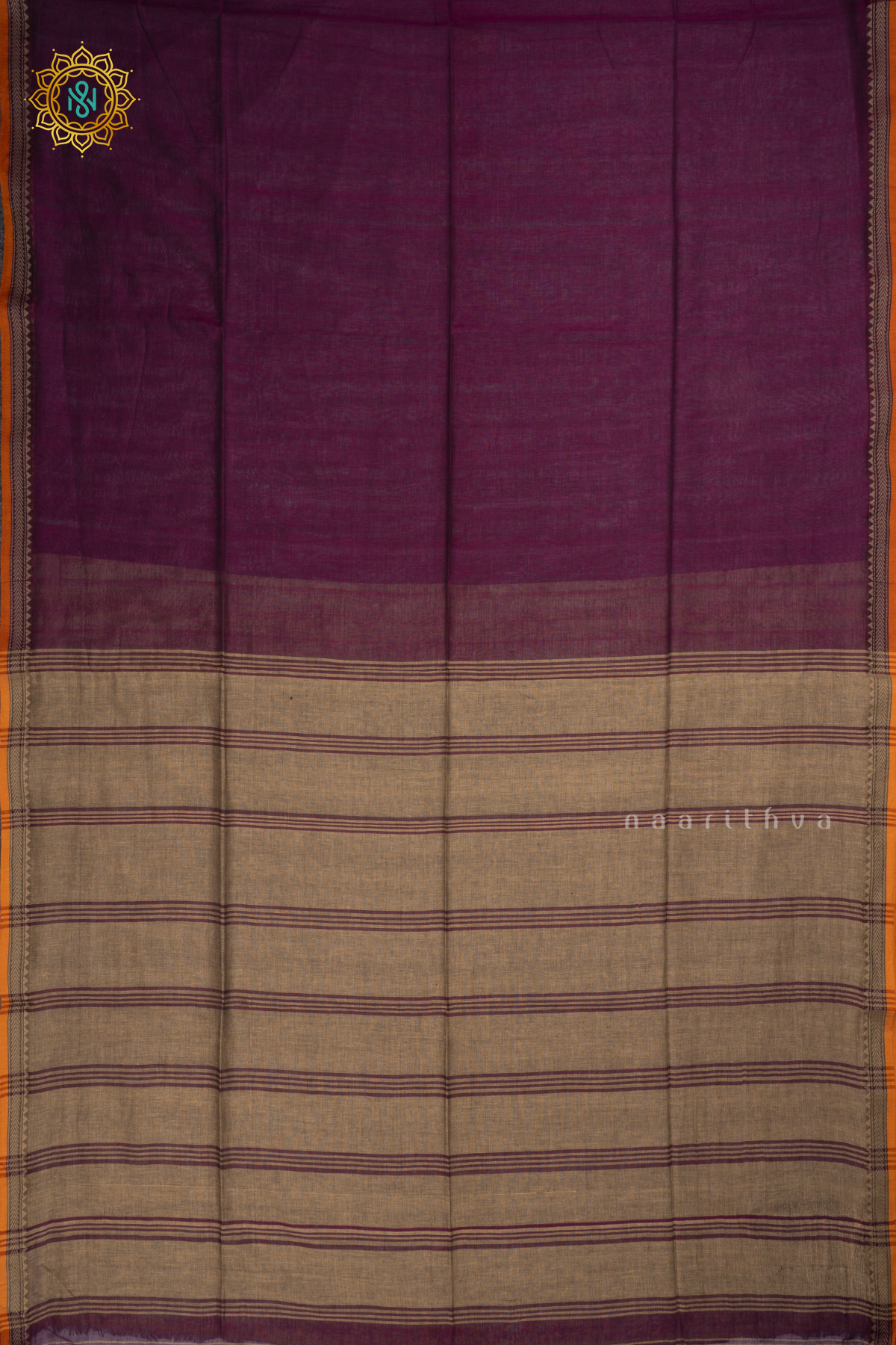 Magenta  With Beige Mul Cotton Plain Body With Thread Woven Border