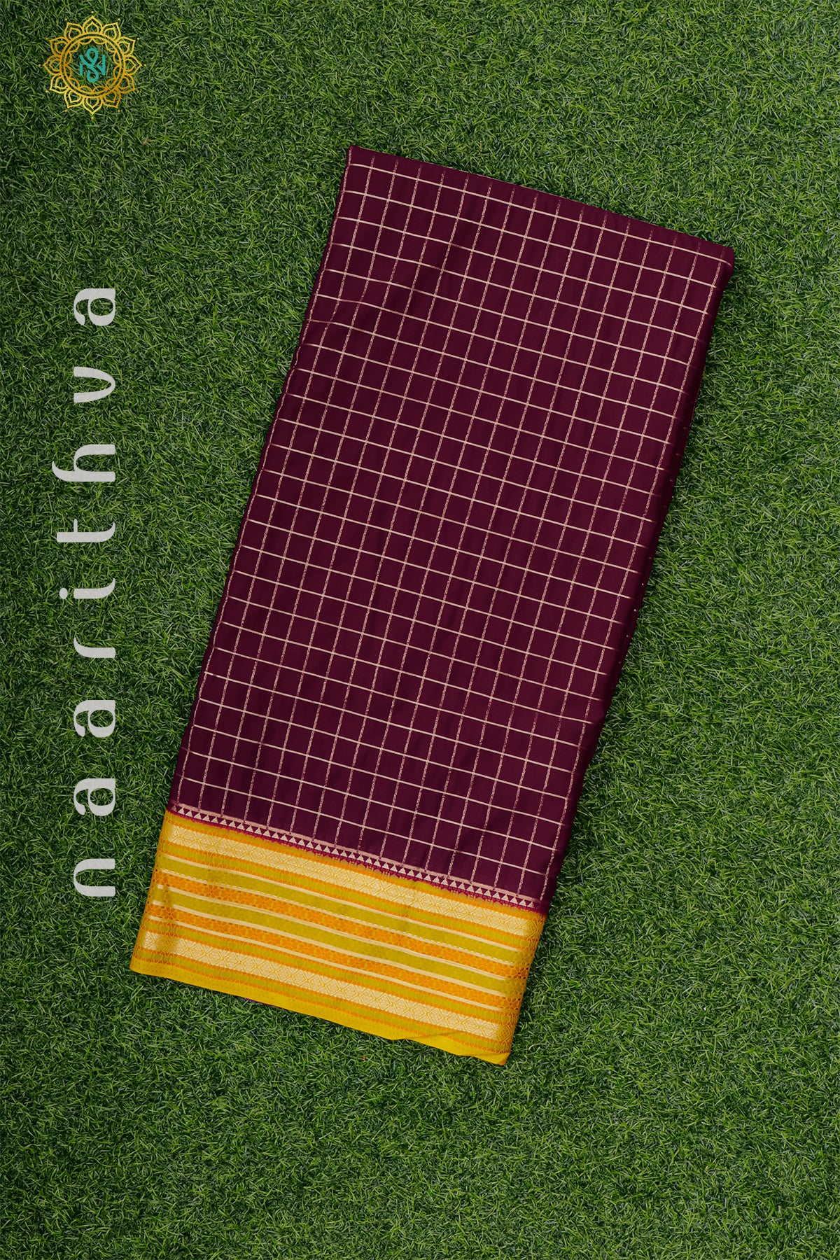 MAROON WITH YELLOW - SEMI MYSORE CREPE SILK