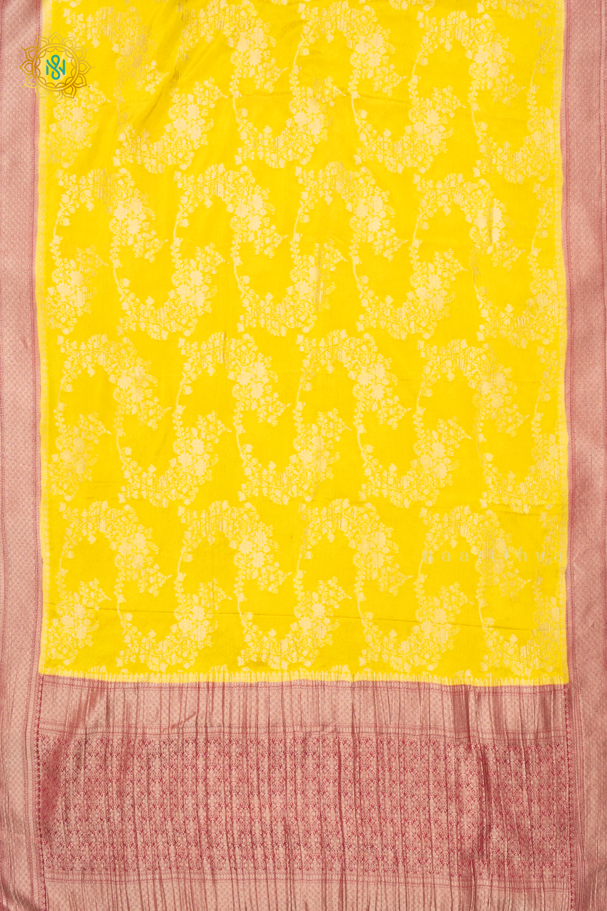 YELLOW WITH RED - SEMI CREPE GEORGETTE