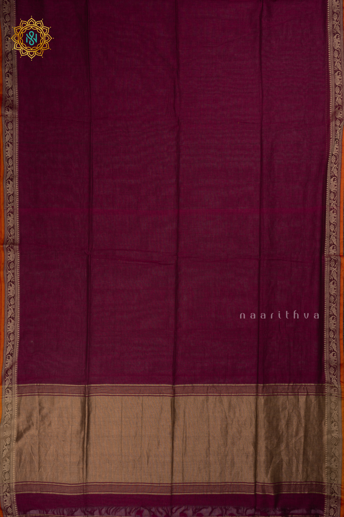 Magenta Mul Cotton Saree  with Plain Body and Thread Woven Border