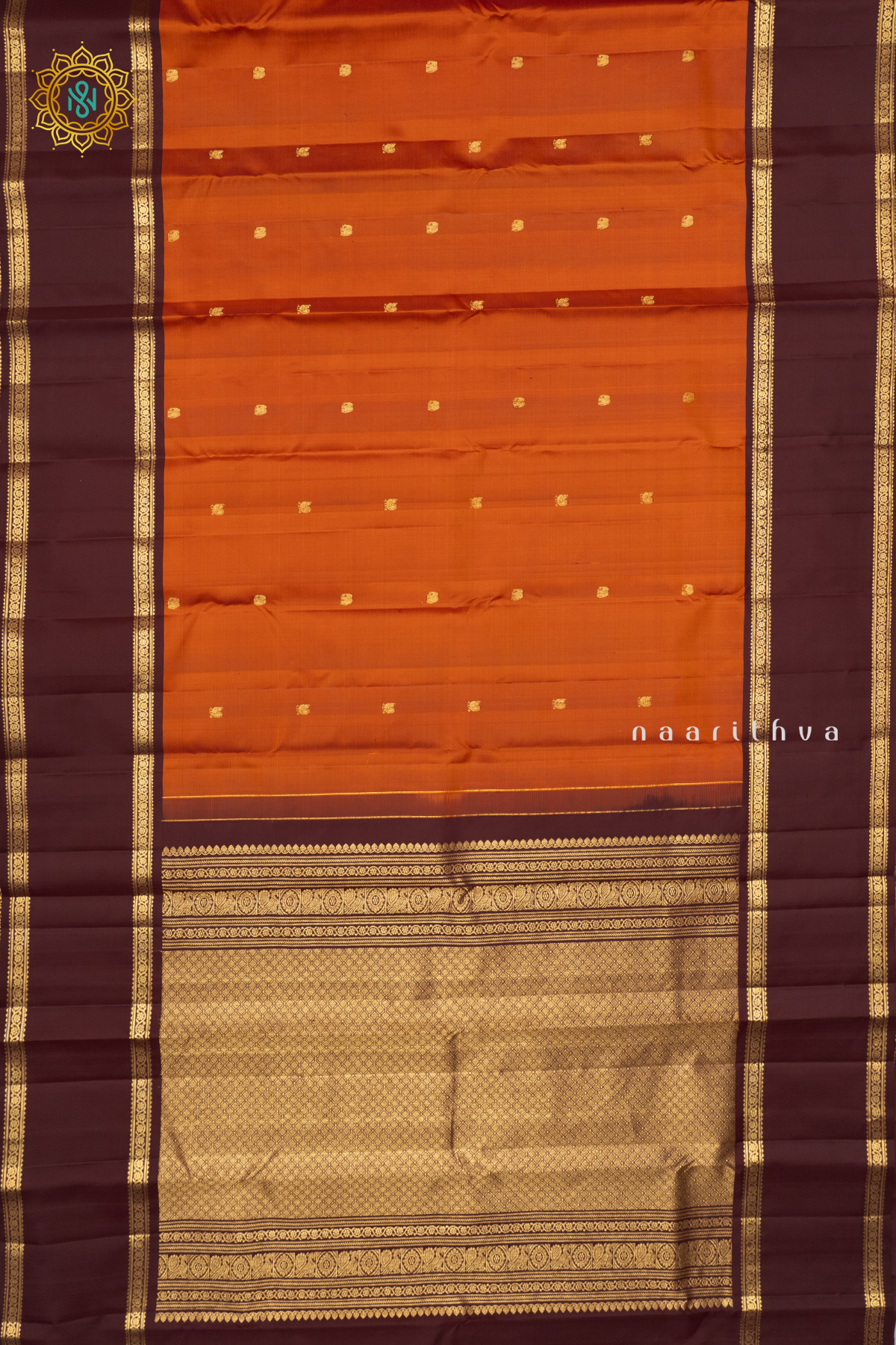 RUST ORANGE WITH BROWN - PURE KANJIVARAM SILK
