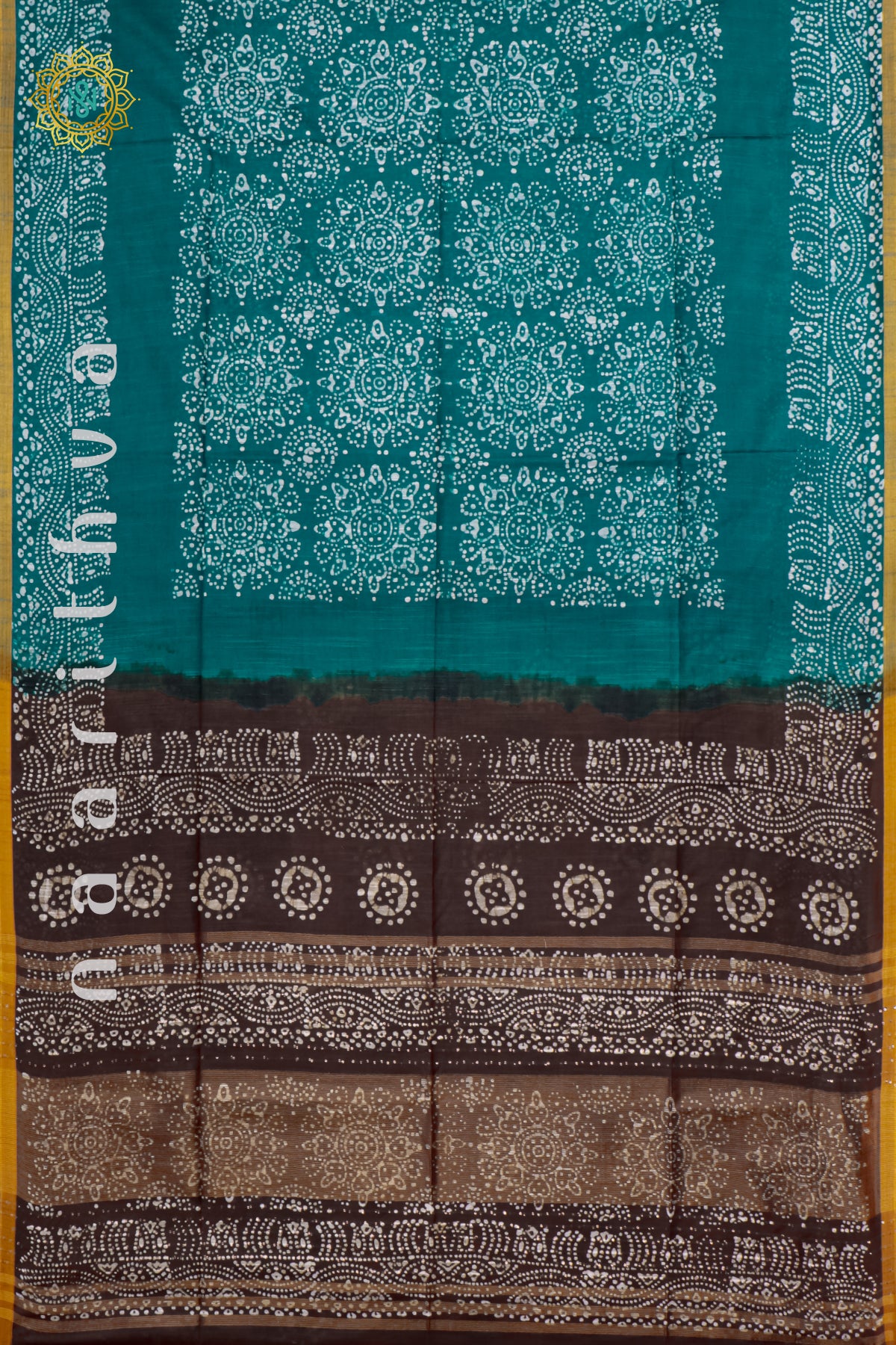 CYAN GREEN WITH BROWN - SLUB COTTON