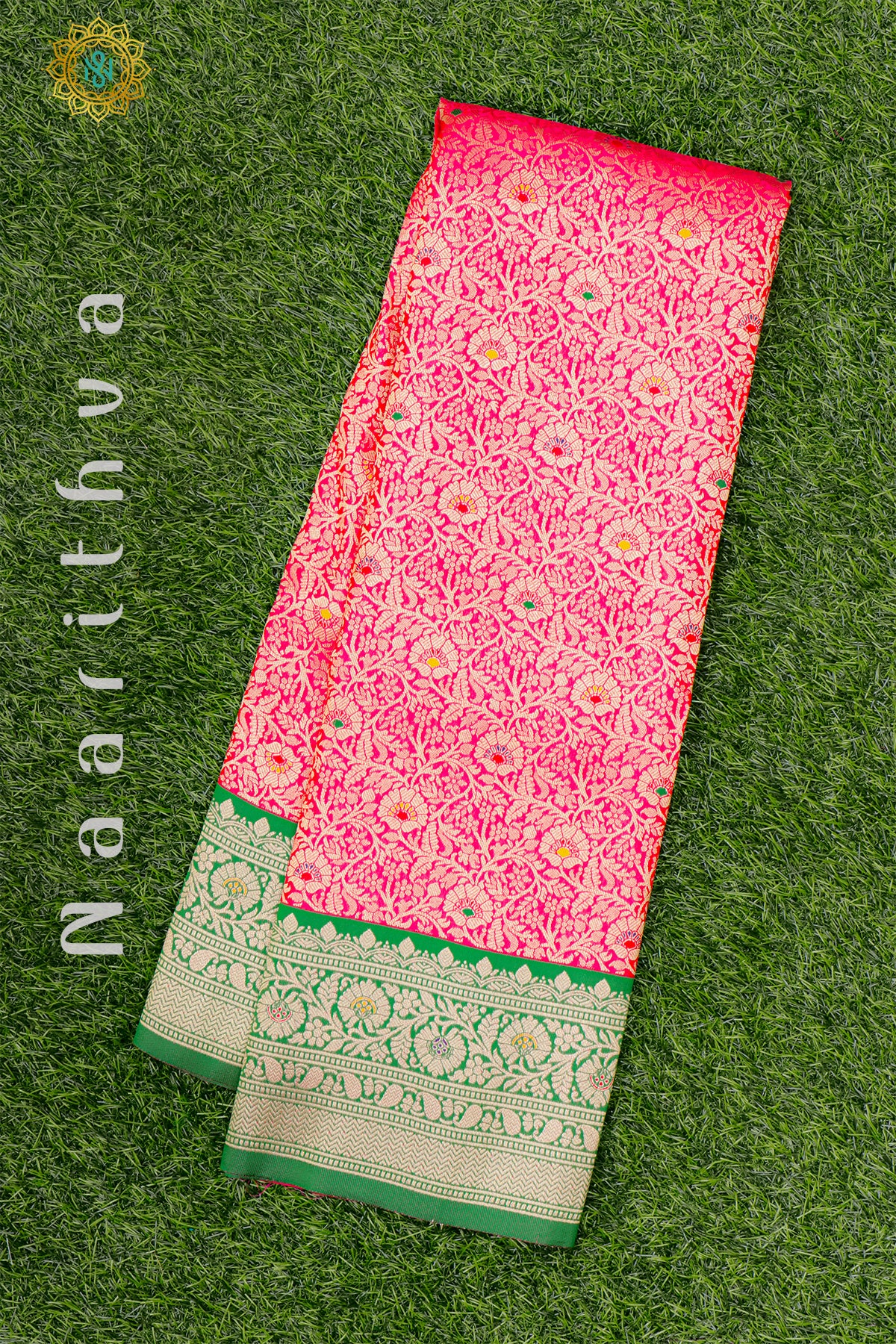 PINK WITH GREEN - SEMI KANCHI