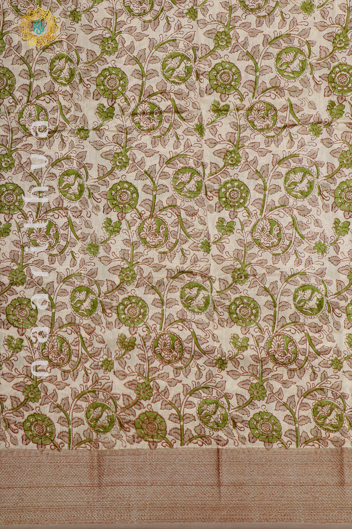 GREEN WITH GREY - CHANDERI SILK COTTON