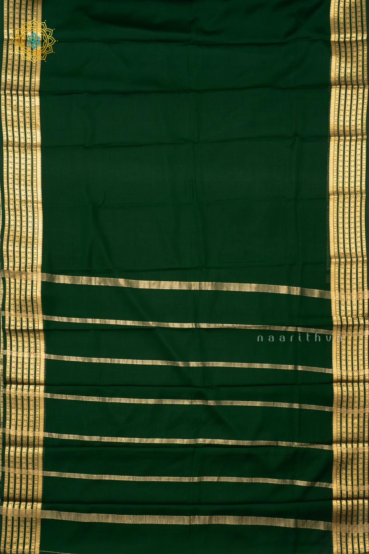 BOTTLE GREEN - PURE MYSORE CREPE SILK