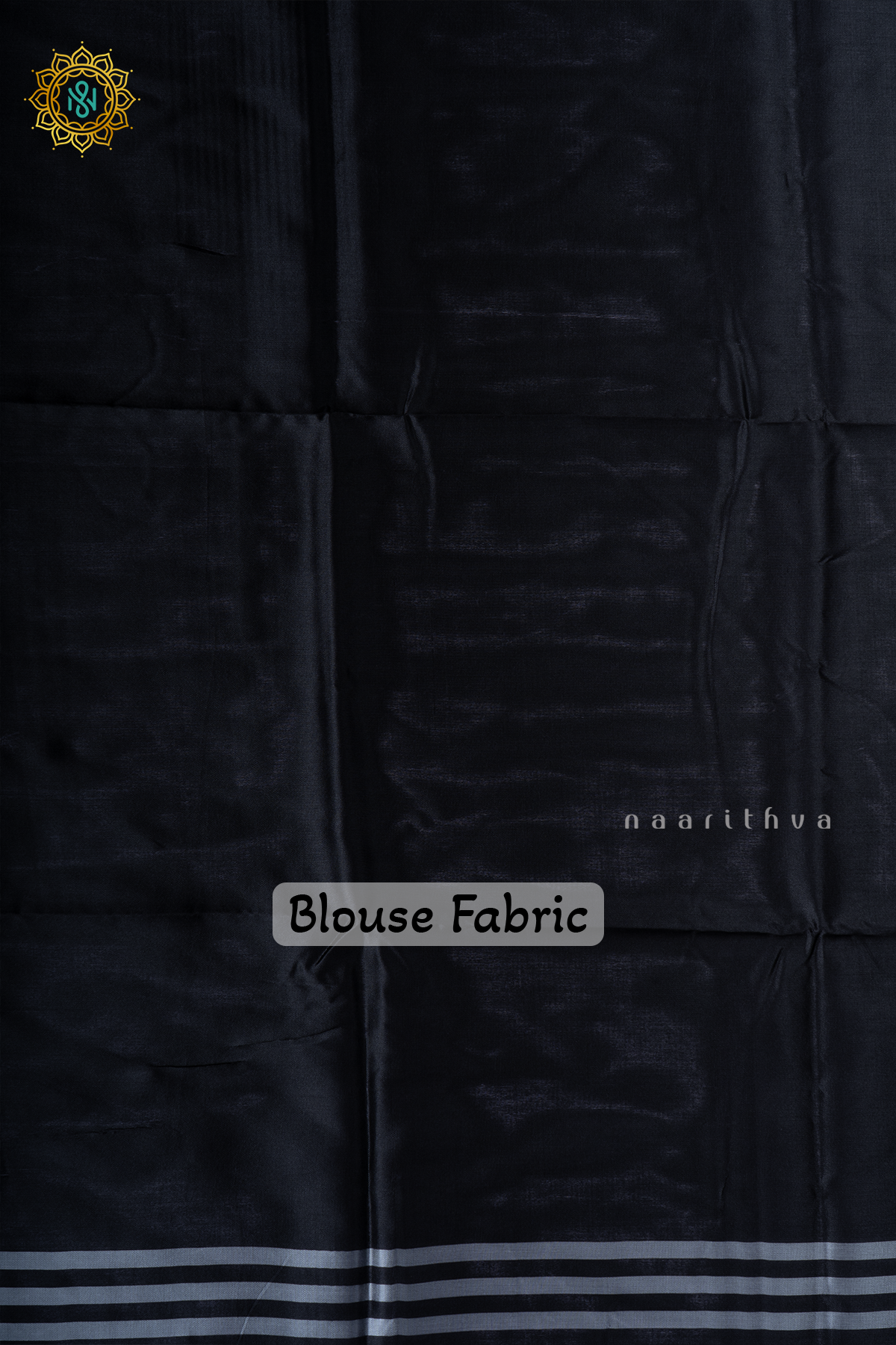 Black Semi Tussar Silk With Printed Body With Zari Border & Pallu