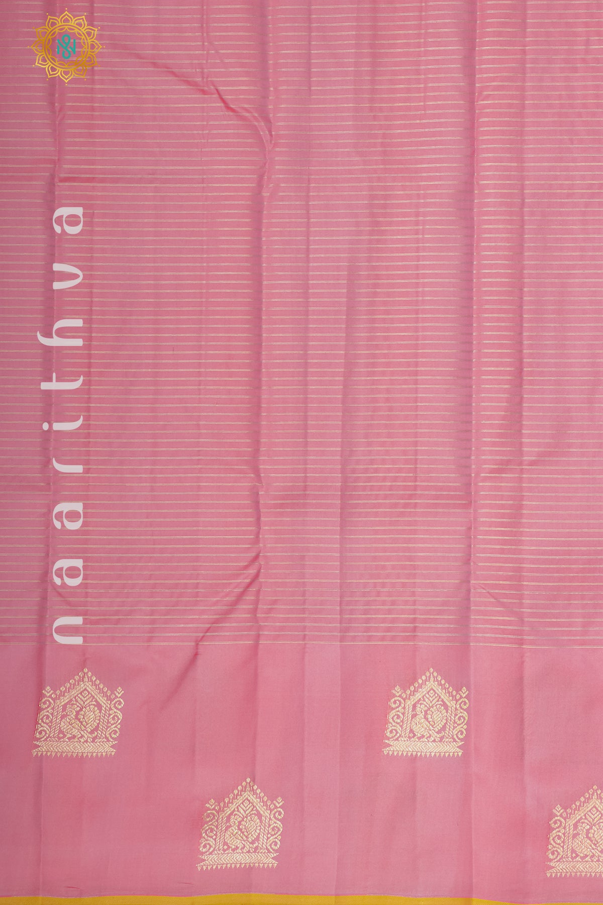 PEACHISH PINK WITH YELLOW - PURE KANJIVARAM SILK