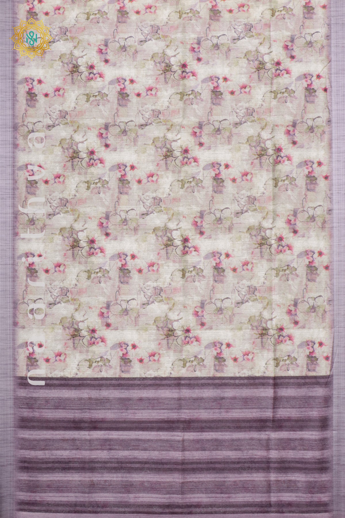 BEIGE WITH LAVENDER - JUTE COTTON