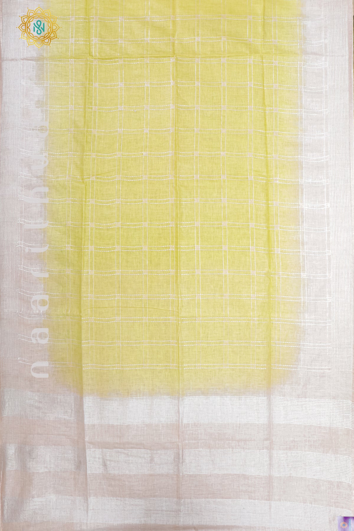 YELLOW WITH OFF WHITE - PURE LINEN