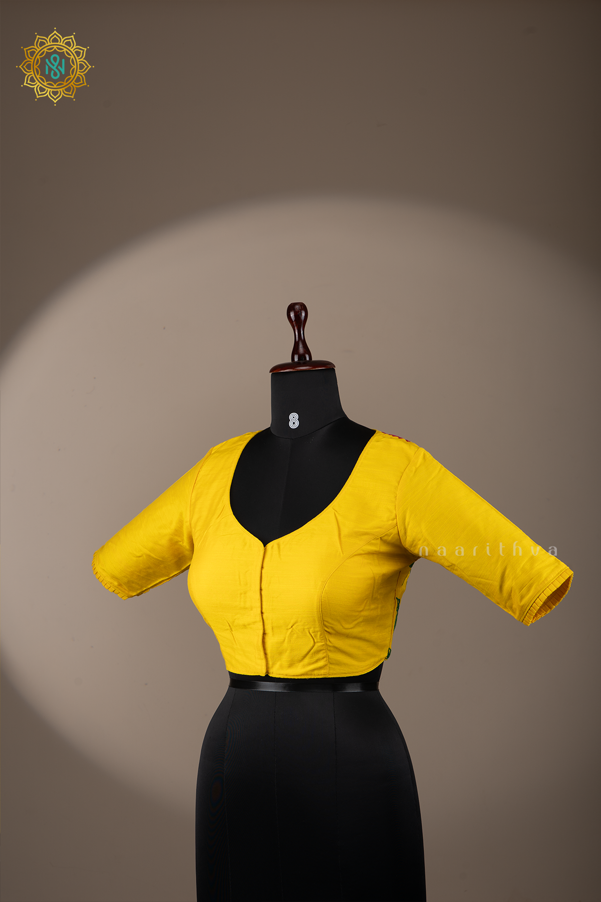 YELLOW - LINEN READY MADE BLOUSE WITH HAND EMBROIDERY