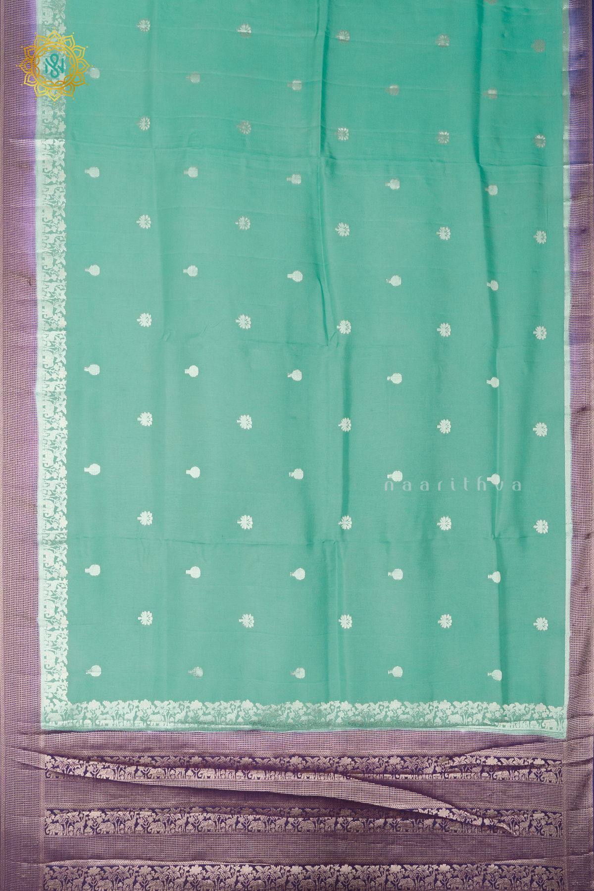AQUA GREEN WITH PURPLE - DOLA SILK