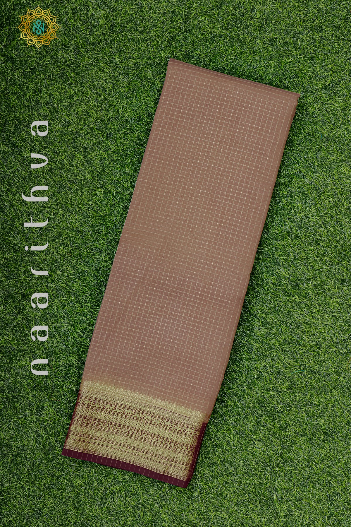 BEIGE WITH MAROON - SEMI CHIFFON GEORGETTE