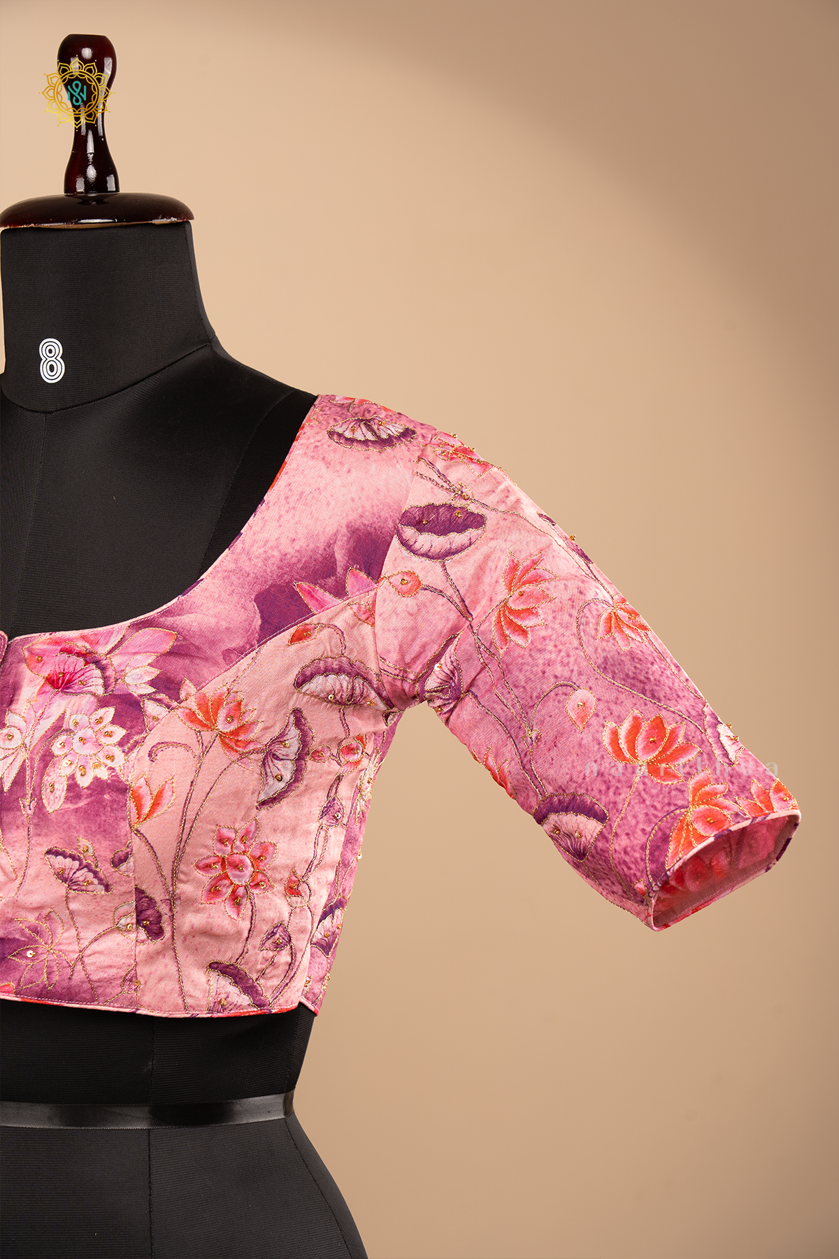 PINK - READYMADE BLOUSE IN DOLA SILK WITH PICHWAI PRINTS & HAND EMBROIDERY