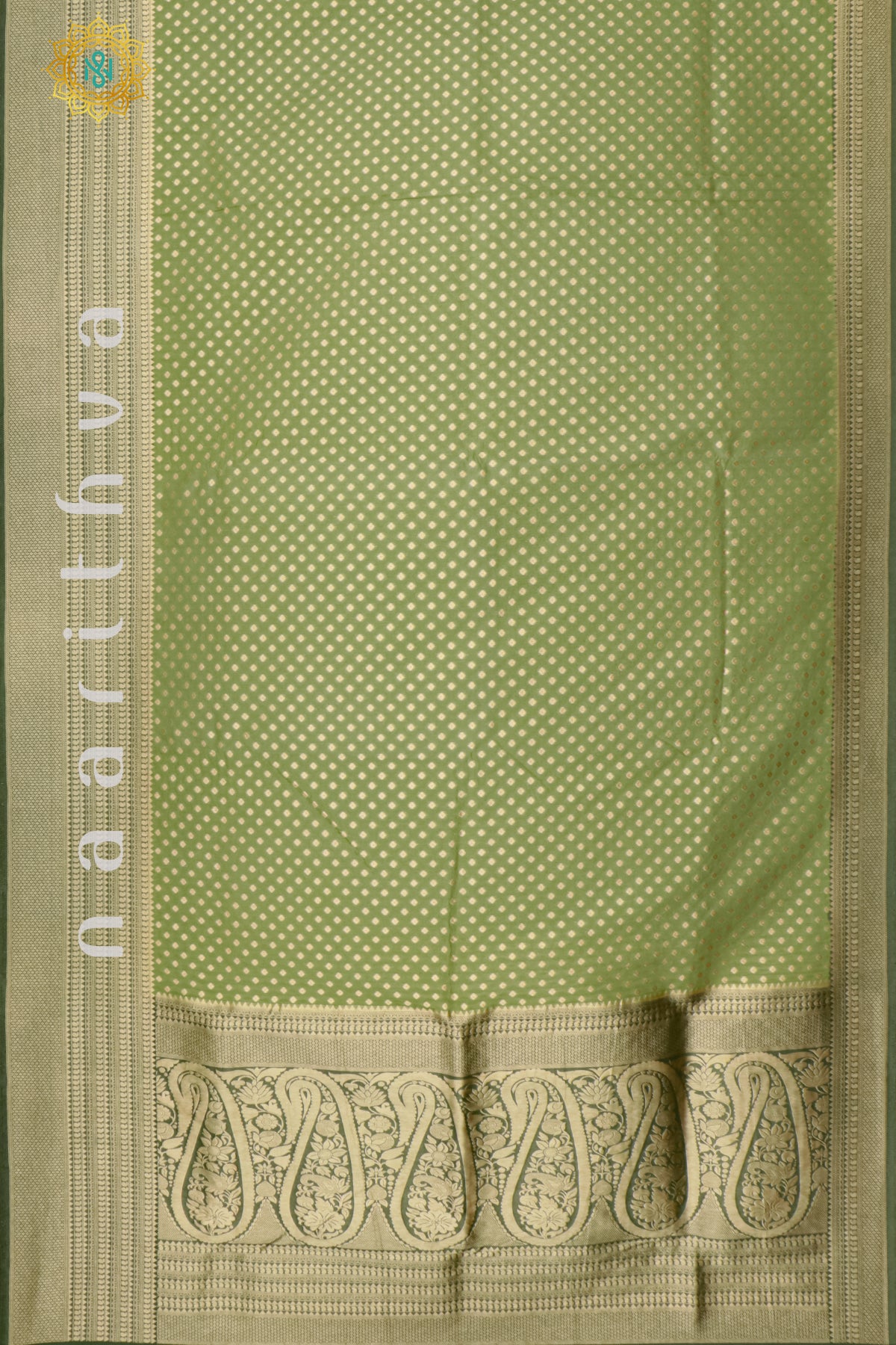 OLIVE GREEN WITH BOTTLE GREEN - SEMI BANARASI GEORGETTE