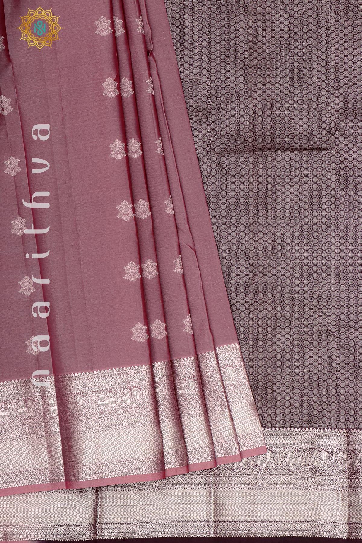 MAUVE WITH DEEP WINE - KANJIVARAM PURE MIX