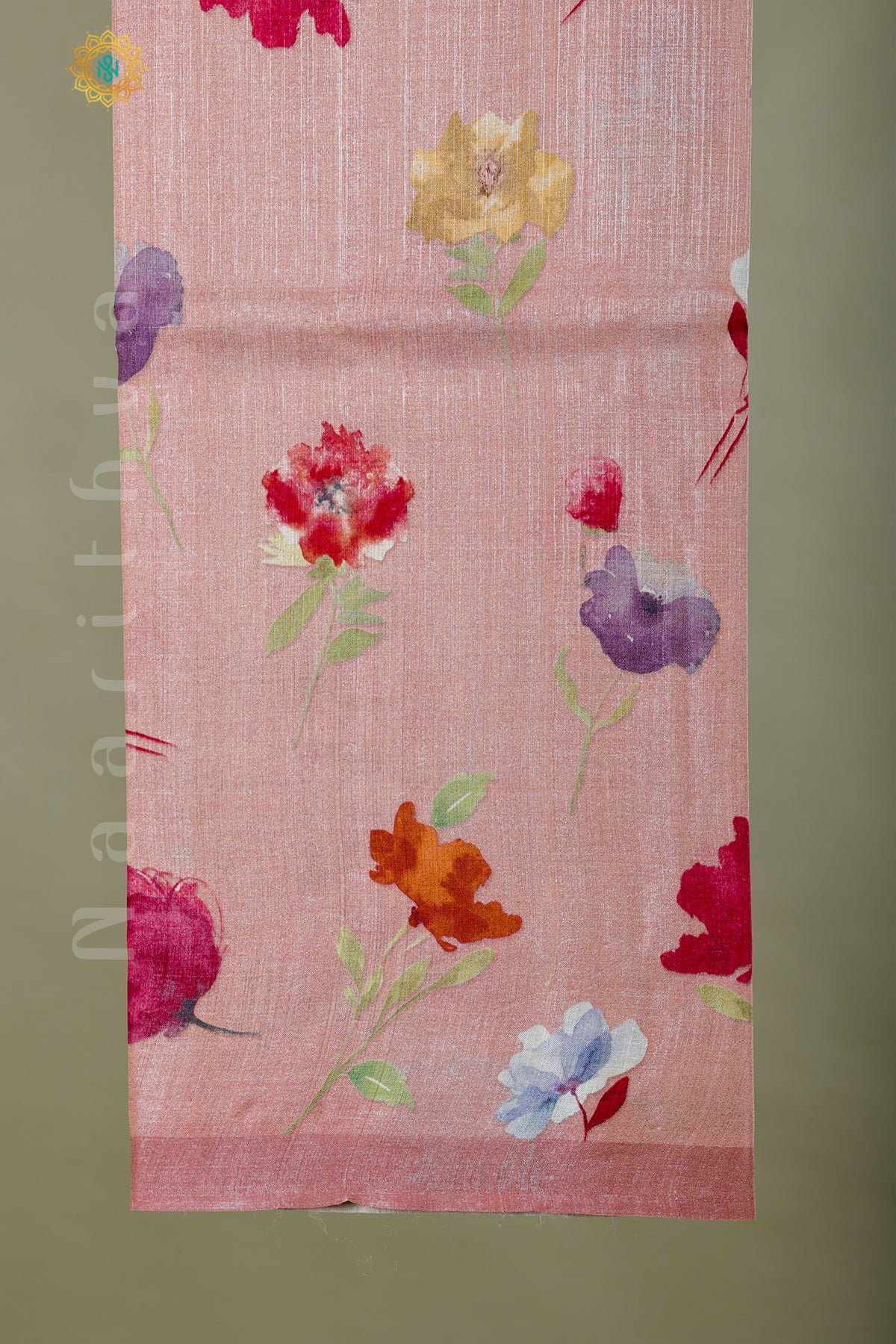 BEIGE PINK - PURE TUSSAR SILK WITH DIGITAL PRINTS