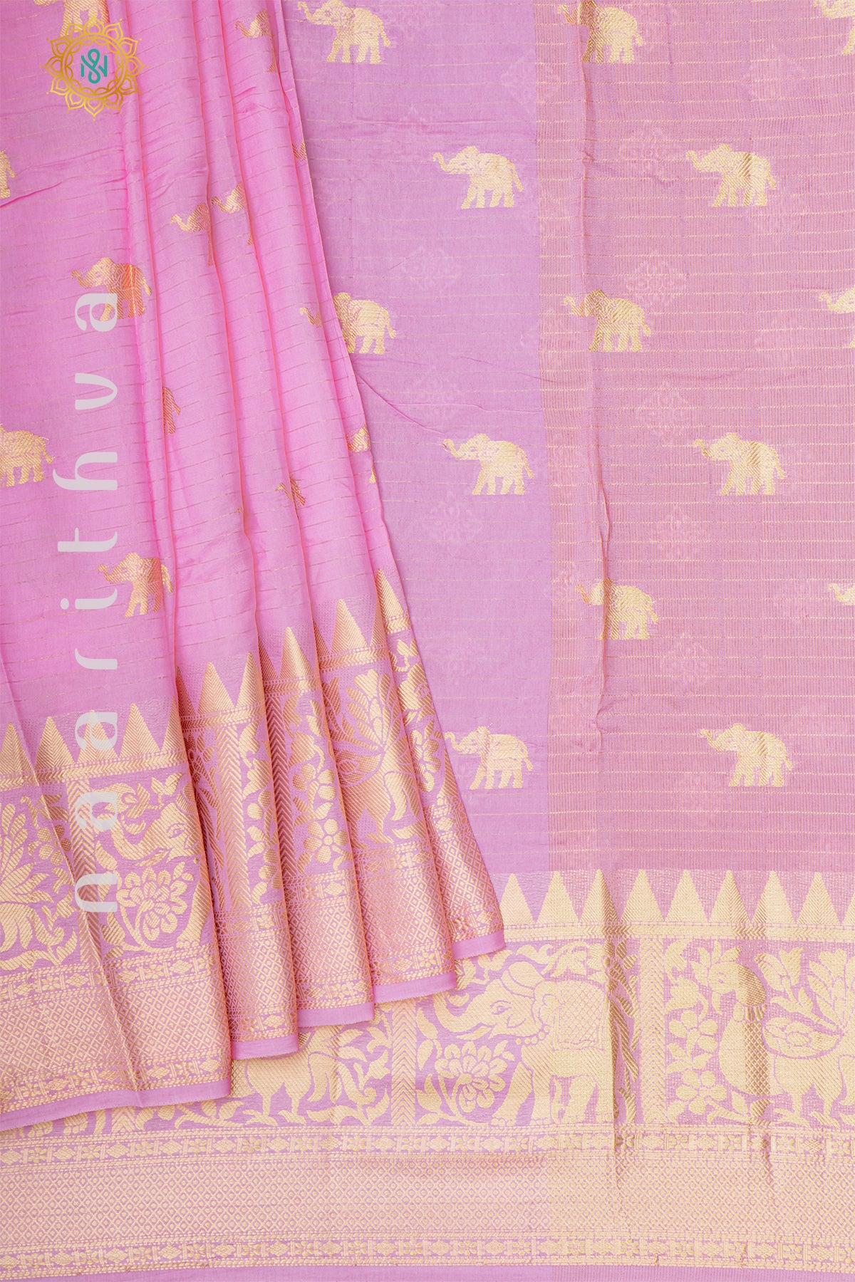 LIGHT PINK WITH RANI PINK - DOLA SILK