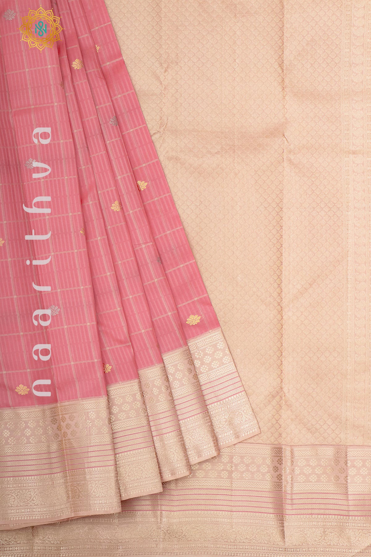 PEACH WITH CREAM - PURE KANJIVARAM SILK