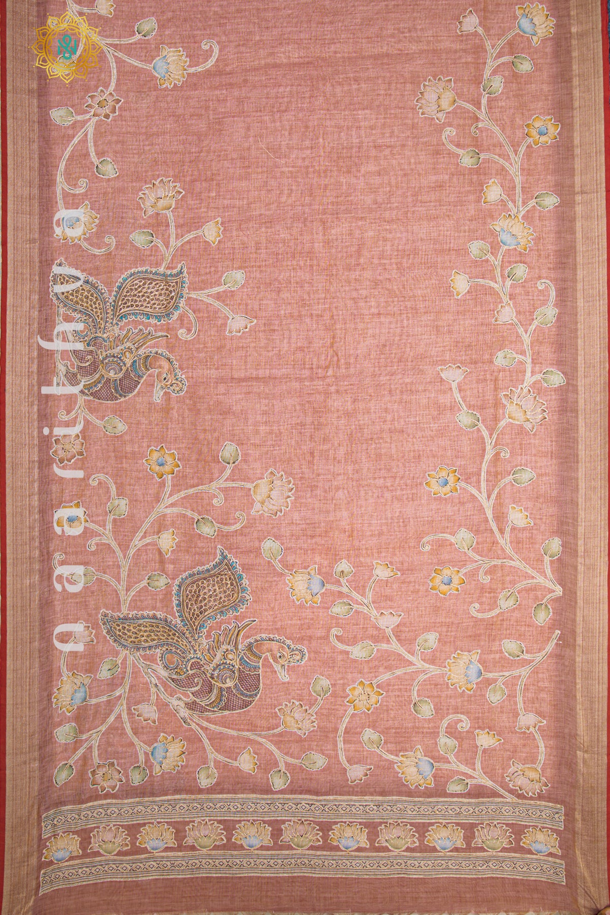 PEACH - KALAMKARI LINEN TISSUE