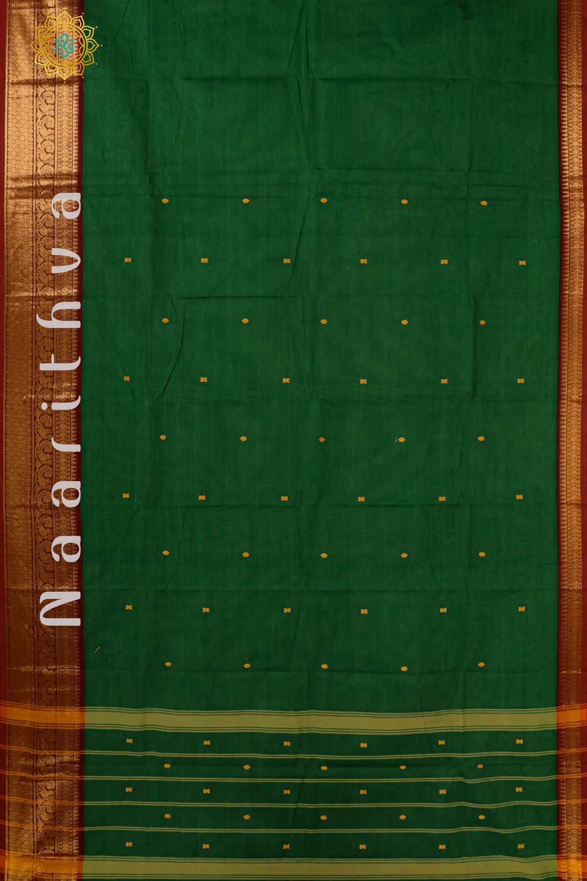 GREEN WITH MAROON - CHETTINAD COTTON