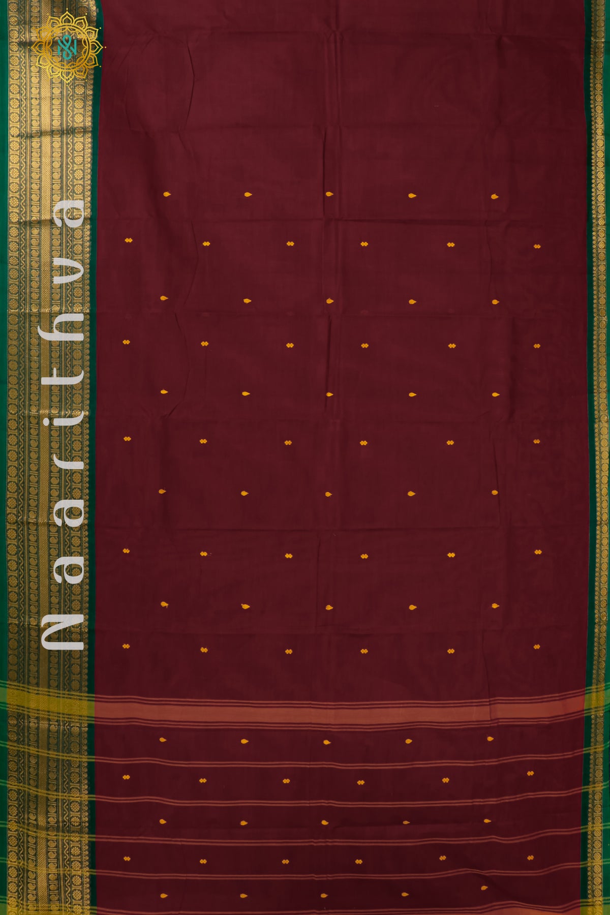 MAROON WITH GREEN - CHETTINAD COTTON