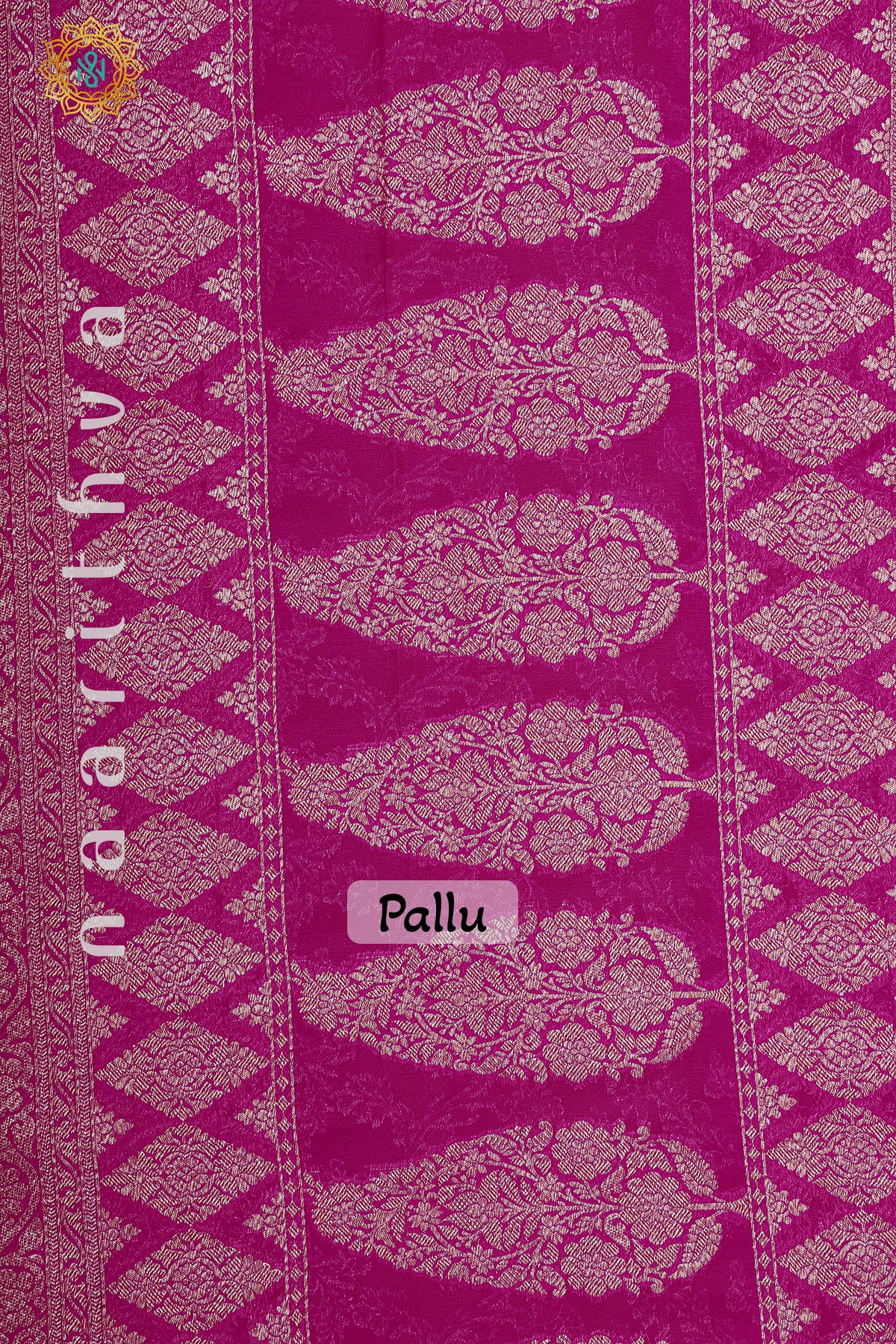 NAVY BLUE WITH PINK - PURE HANDLOOM KHADDI GEORGETTE BANARAS