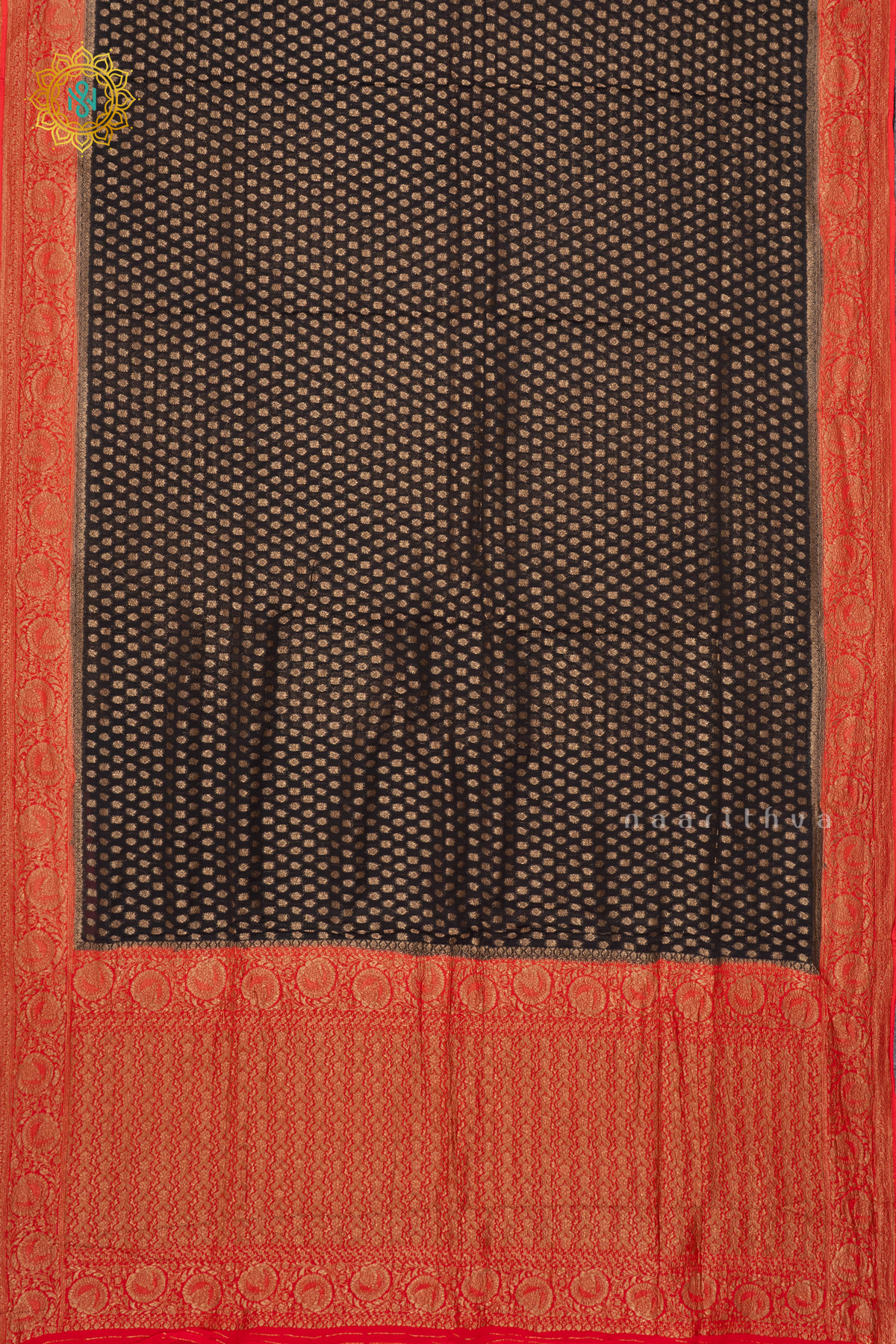 BLACK WITH RED -  SEMI GEORGETTE