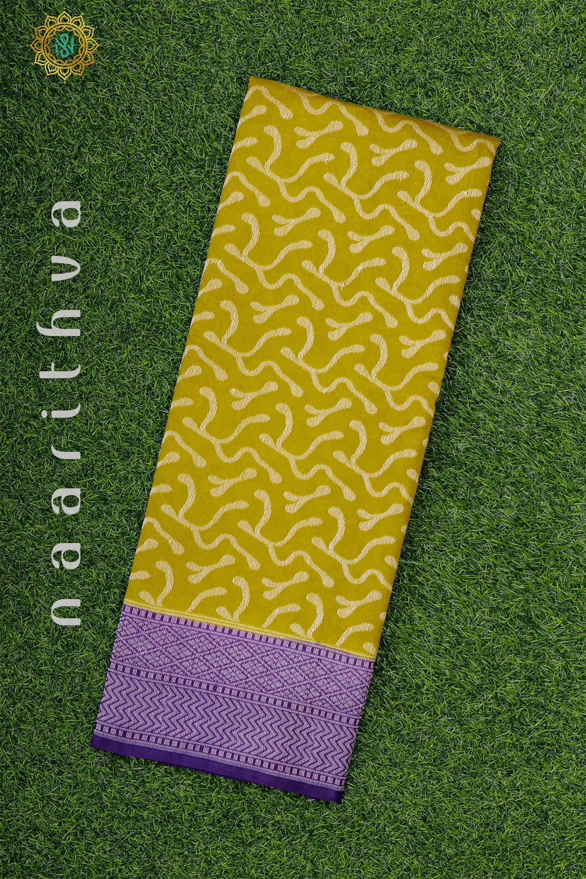 MUSTARD WITH PURPLE - JUTE COTTON