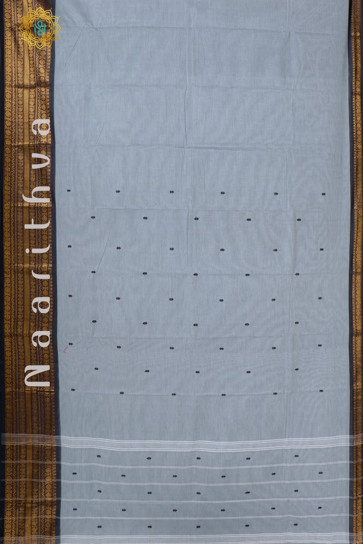 GREY WITH BLACK - CHETTINAD COTTON