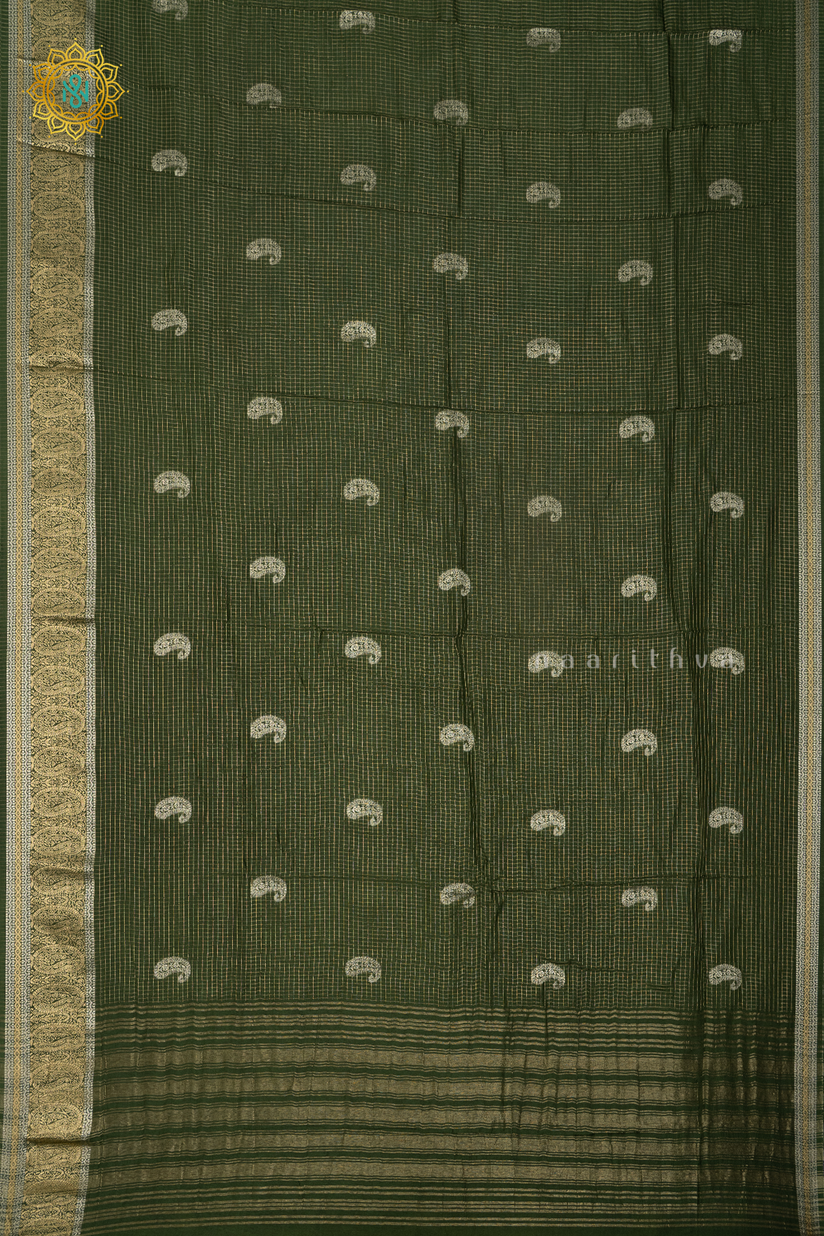 BOTTLE GREEN WITH PARROT GREEN - DOLA SILK