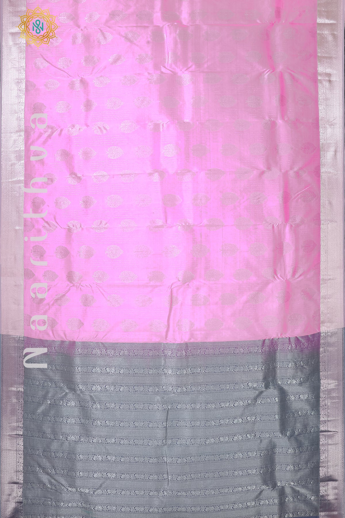 LIGHT PINK WITH GREY - KANJIVARAM PURE MIX