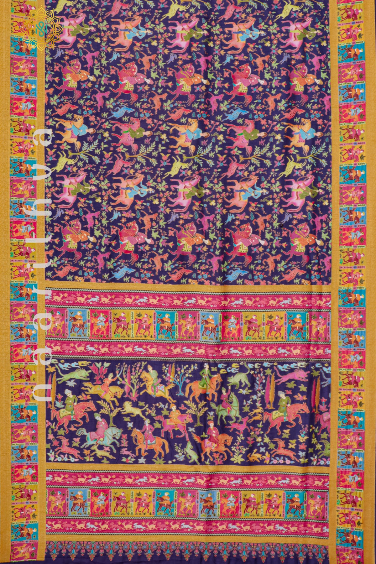 BLUE WITH PINK - DOLA SILK