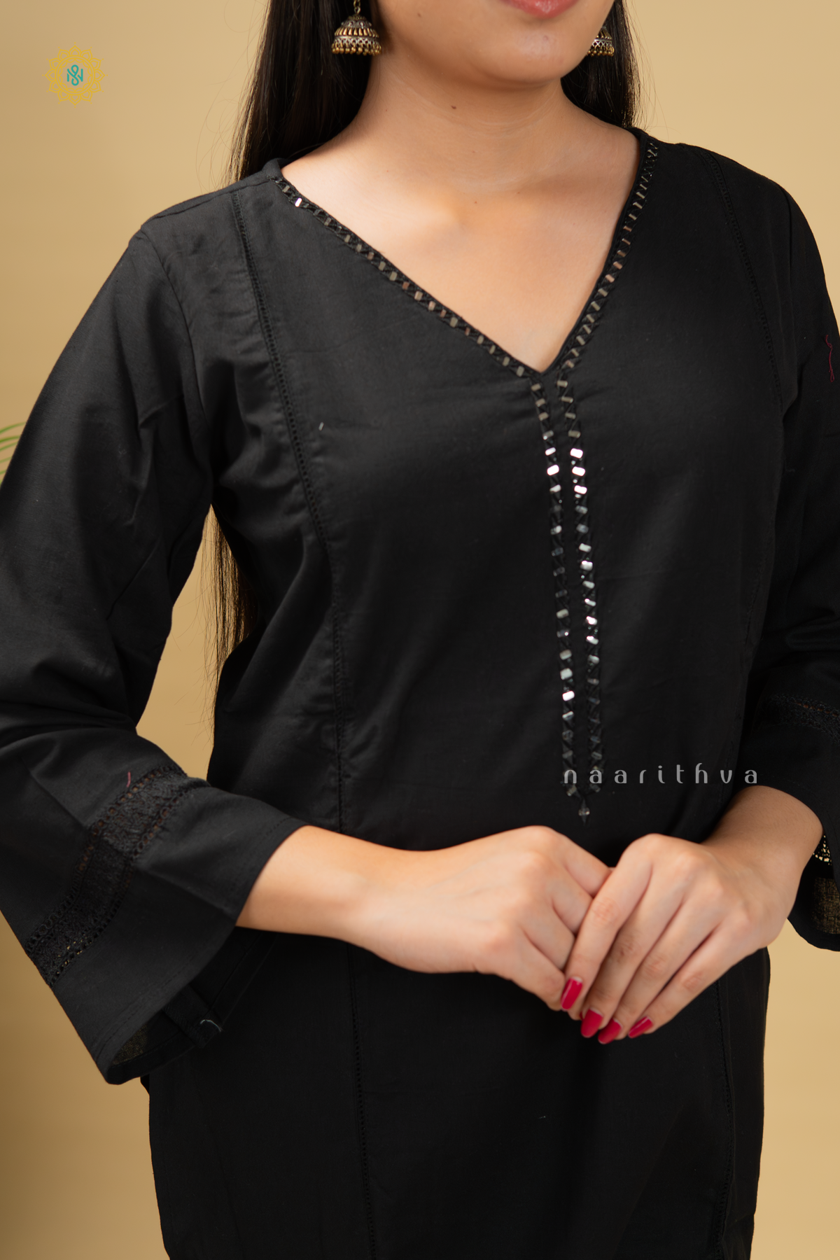 BLACK - COTTON 2PC SALWAR SUIT WITH TOP & BOTTOM