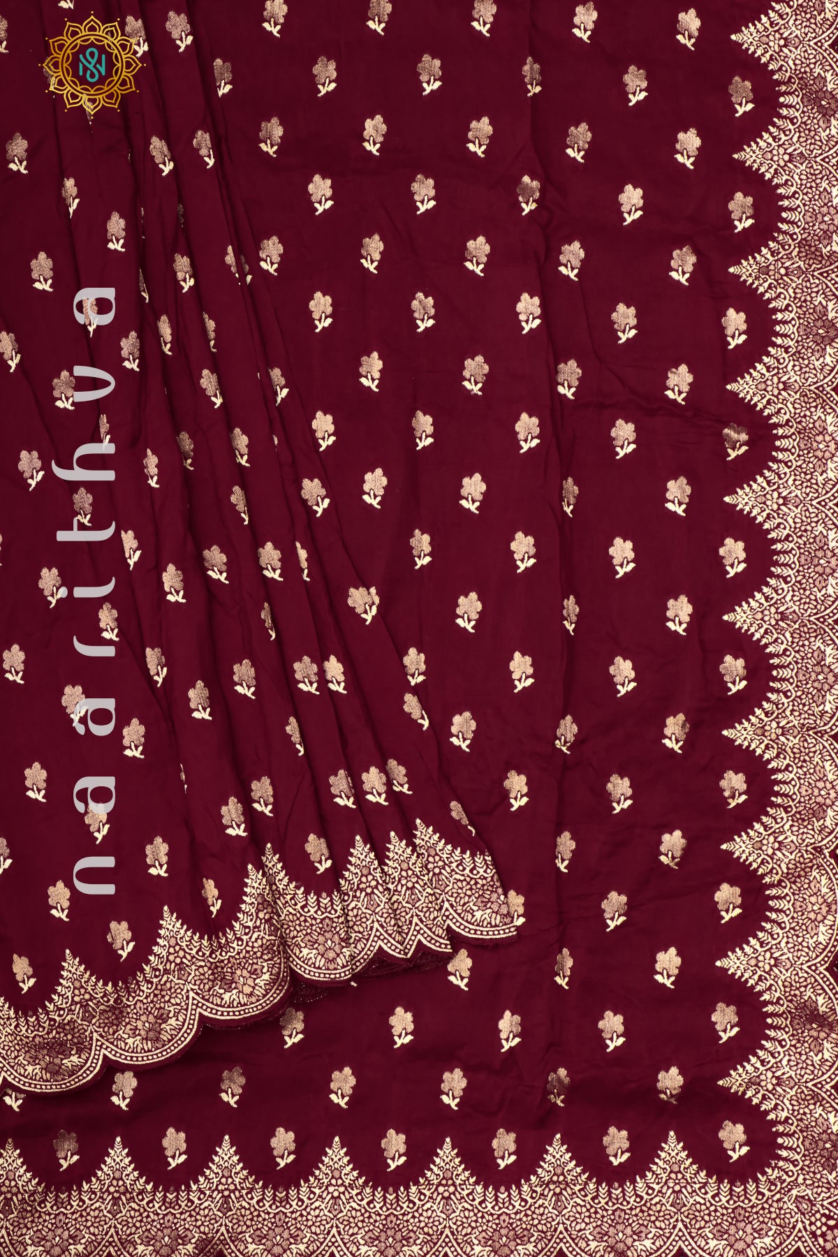 MAROON WITH BOTTLE GREEN - DOLA SILK