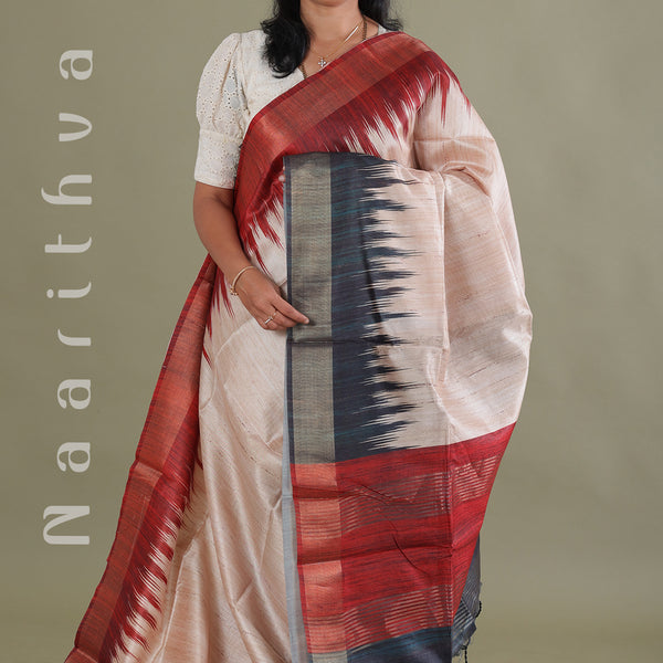 Buy Block Print Tussar Silk Saree with Kobiguru's Initials Online – Putul's  Fashion