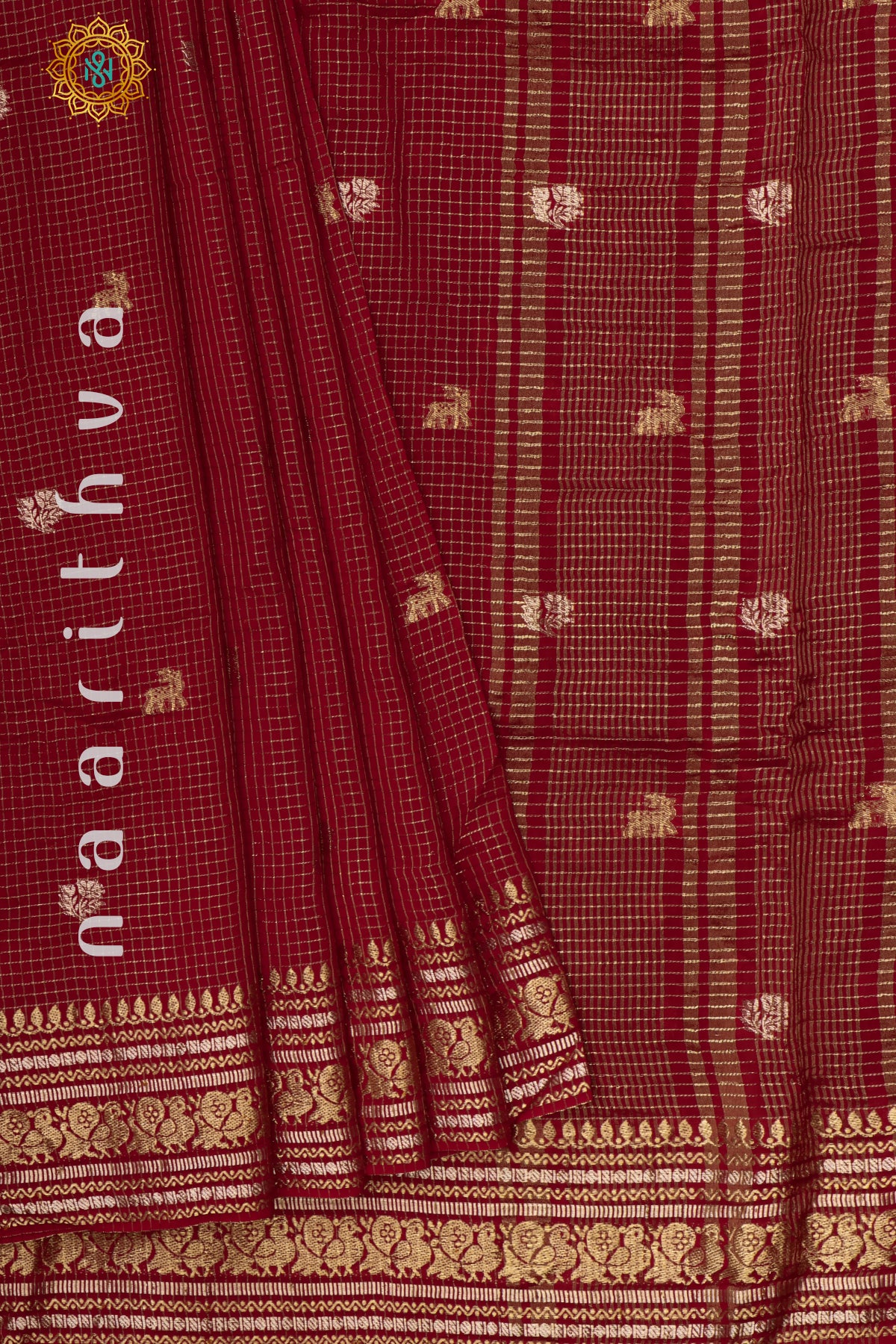 RED WITH GREEN - DOLA SILK