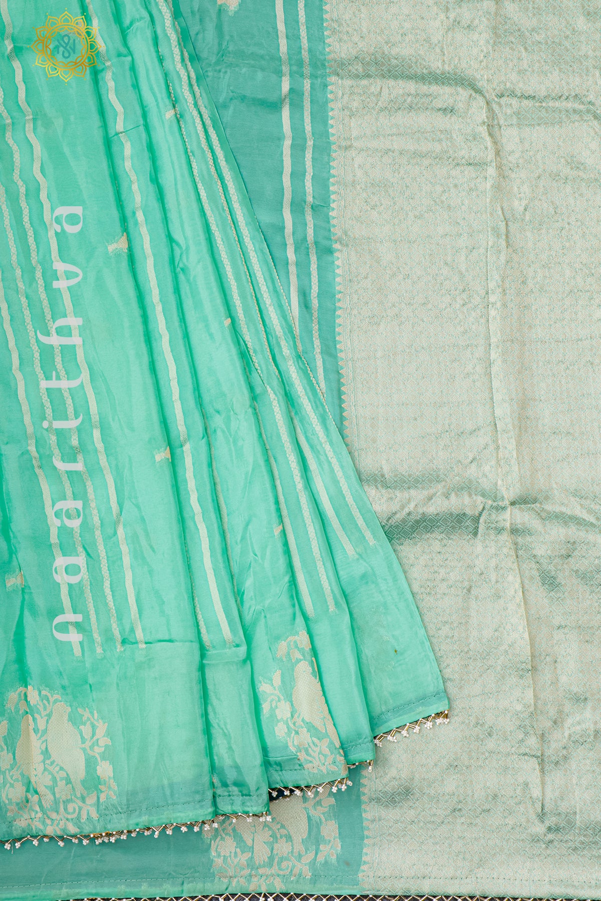 AQUA BLUE WITH TEAL BLUE - DOLA SILK