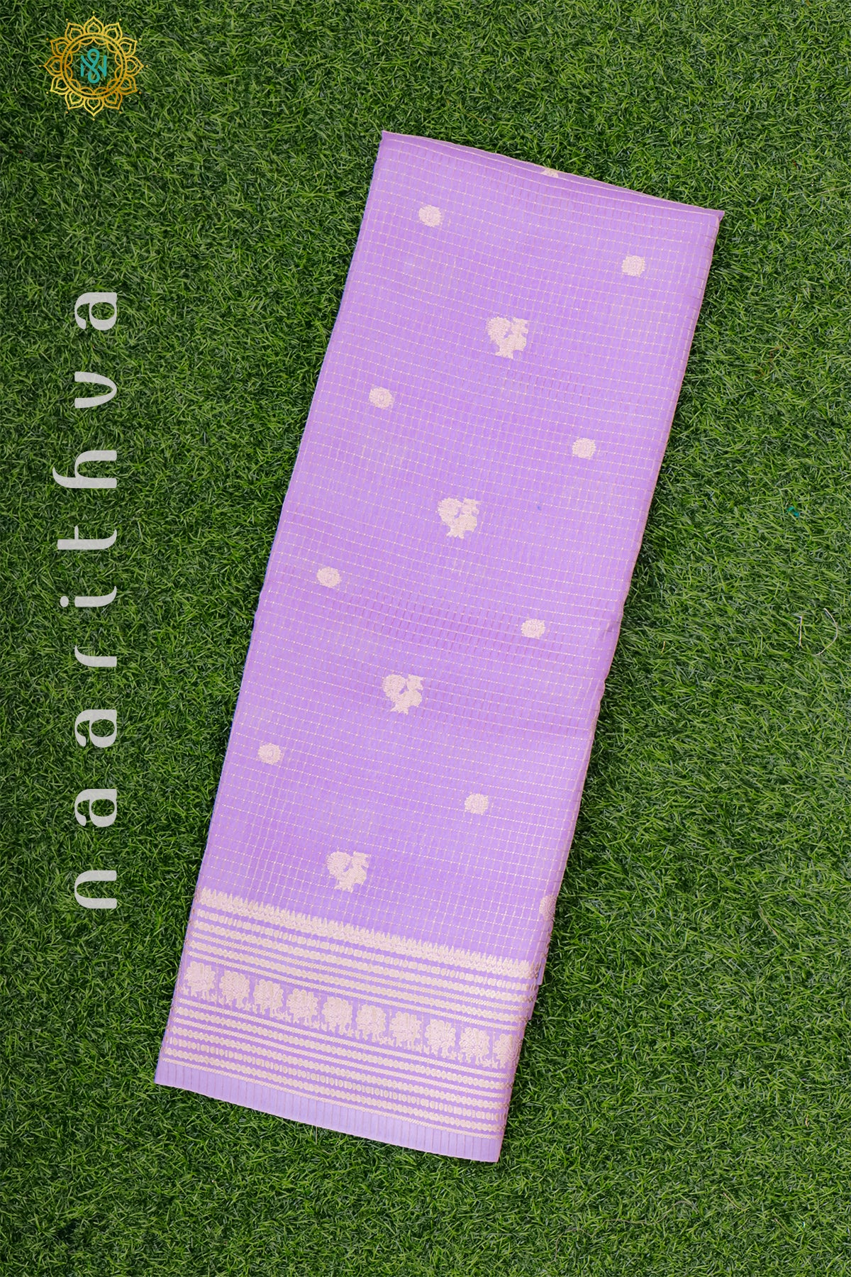 LAVENDER WITH MAROON - SEMI MYSORE CREPE SILK