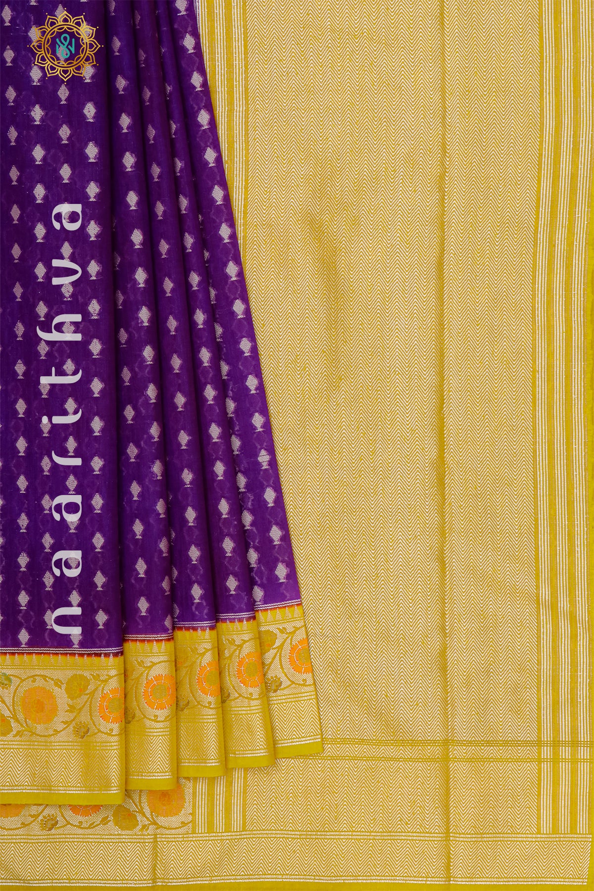 PURPLE WITH YELLOW - JUTE COTTON