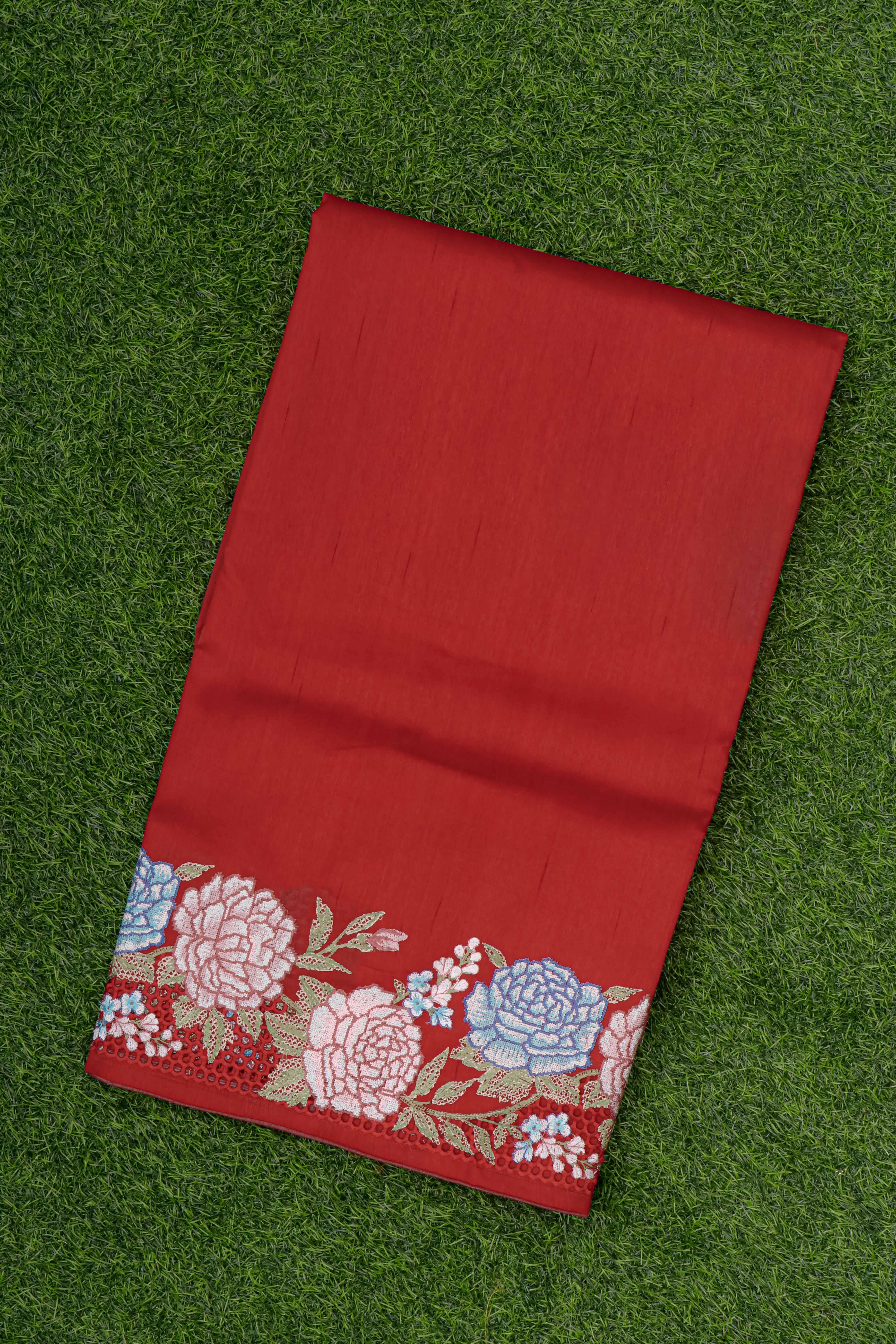 RED - TUSSAR SILK