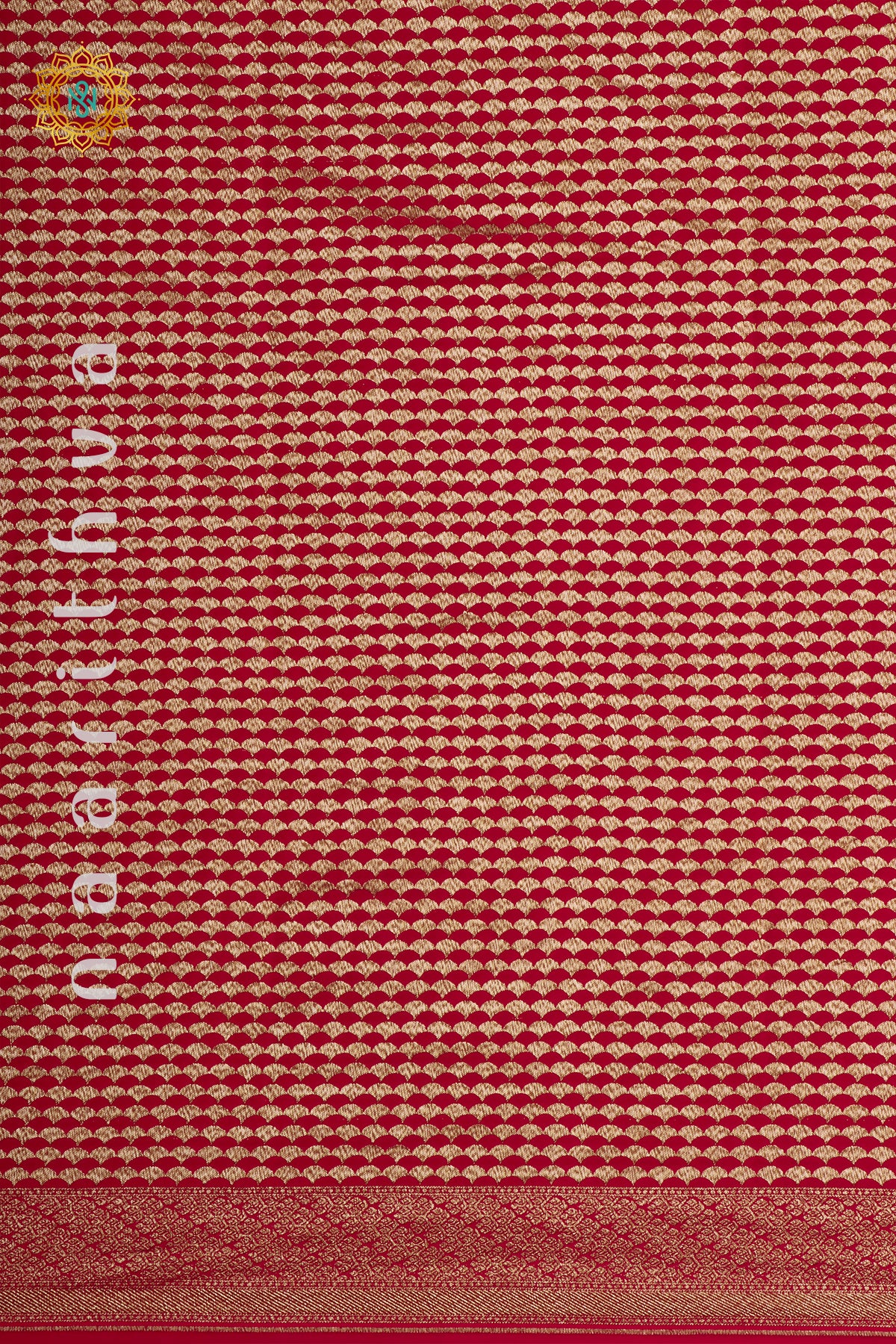 RED WITH GREEN - PURE BANARASI CREPE SILK